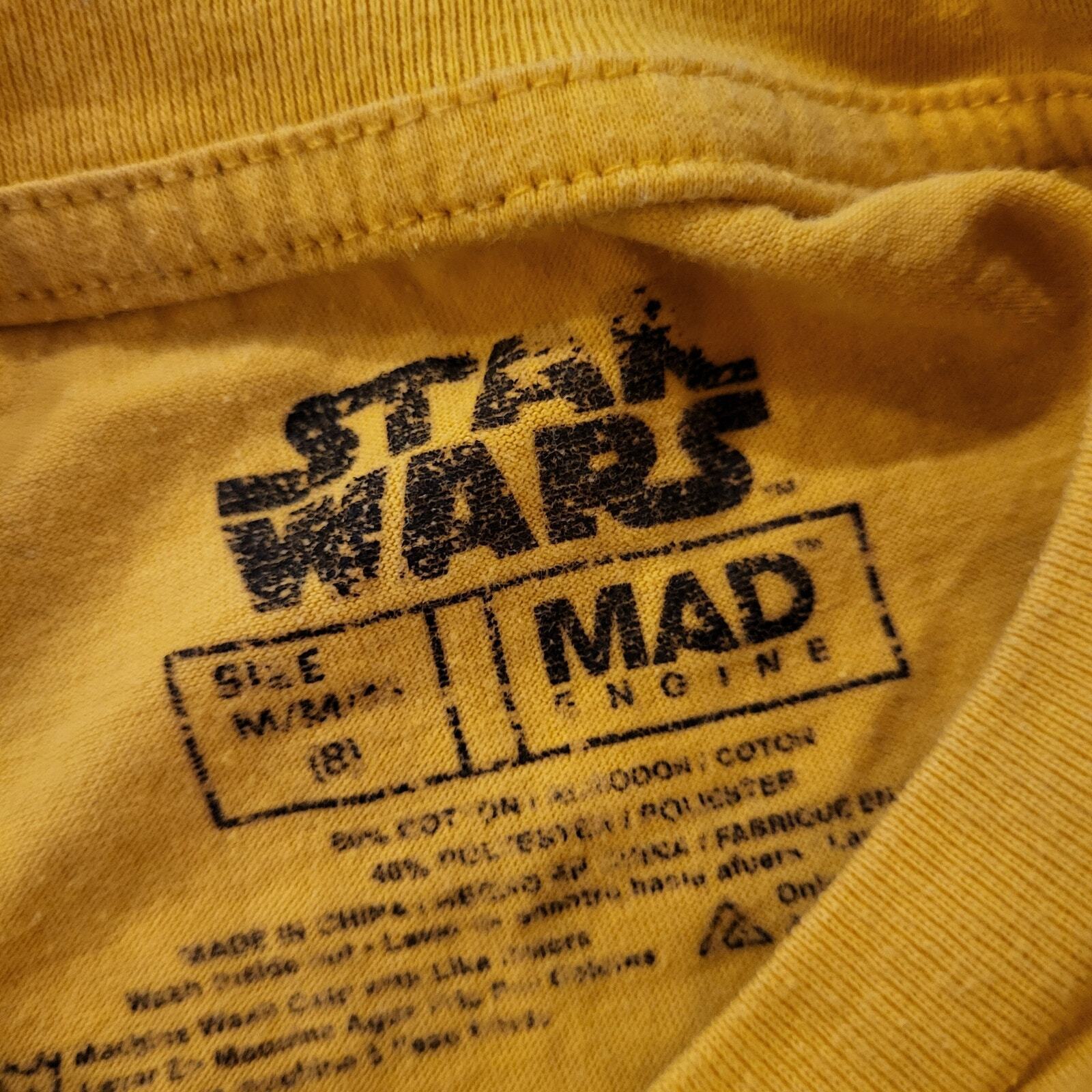 Star Wars Yellow Kids Medium Tshirt Cotton Blend Short Sleeve