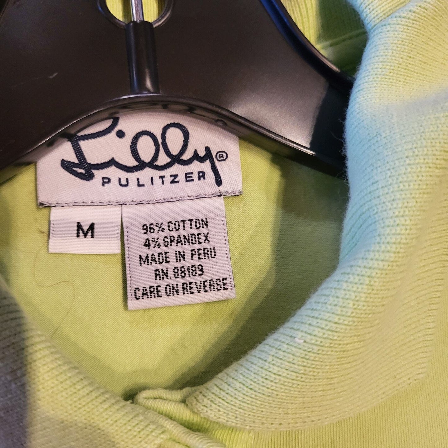 Lilly Pulitzer Lime Green Medium Golf Polo Collared Button 18" P2P