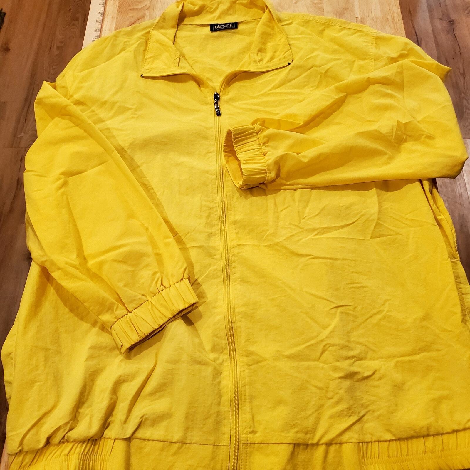 Uzzi Amphibious Yellow Vintage Wind Breaker 27" P2P 30" Long Full Zip Elastic