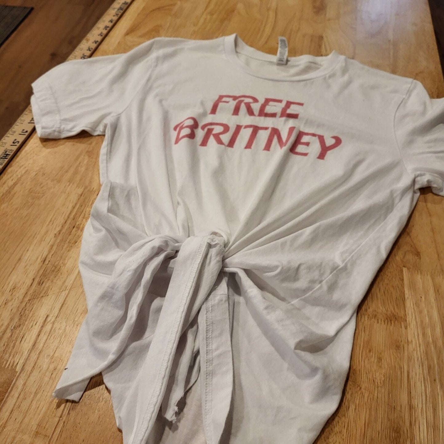 Free Britney Bella  + Canvas White Tie Front T-Shirt Large Pink