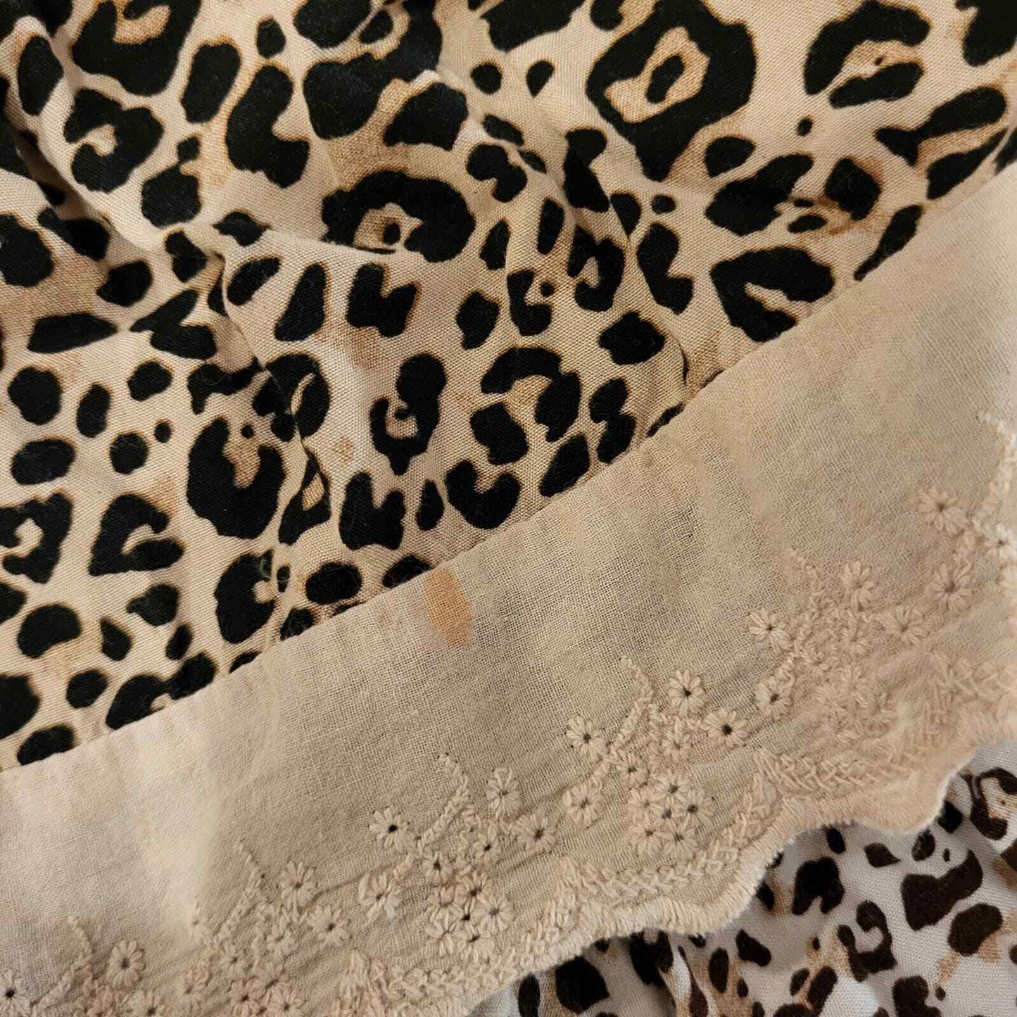 Cropped Bardot Ruffled Leopard Print Cotton Cropped Top