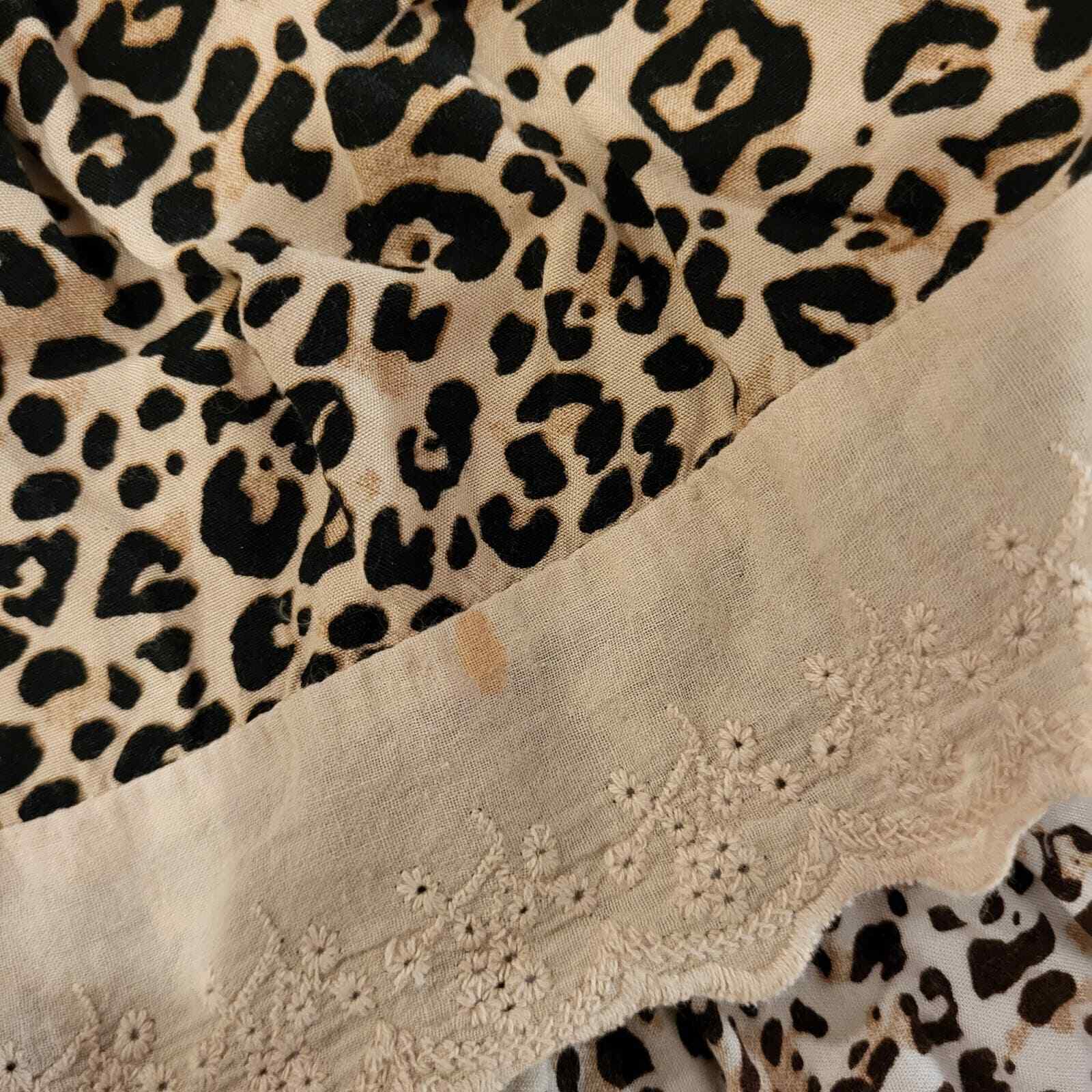 Cropped Bardot Ruffled Leopard Print Cotton Cropped Top