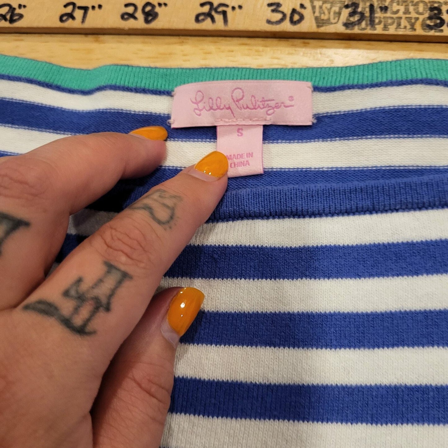 Lilly Pulitzer Lot of 2 Striped Color Blocked Sweaters Blue Green Salmon White S