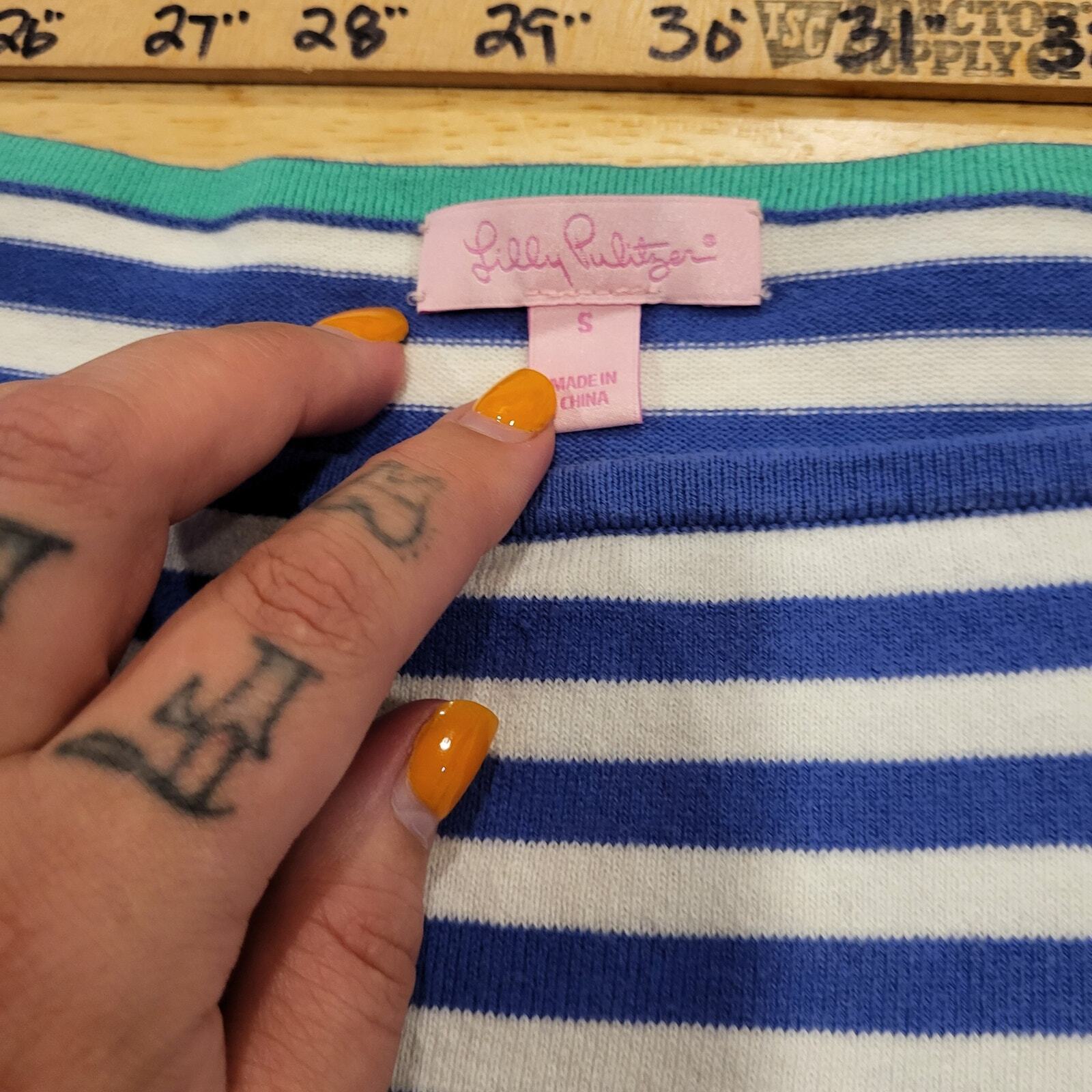 Lilly Pulitzer Lot of 2 Striped Color Blocked Sweaters Blue Green Salmon White S