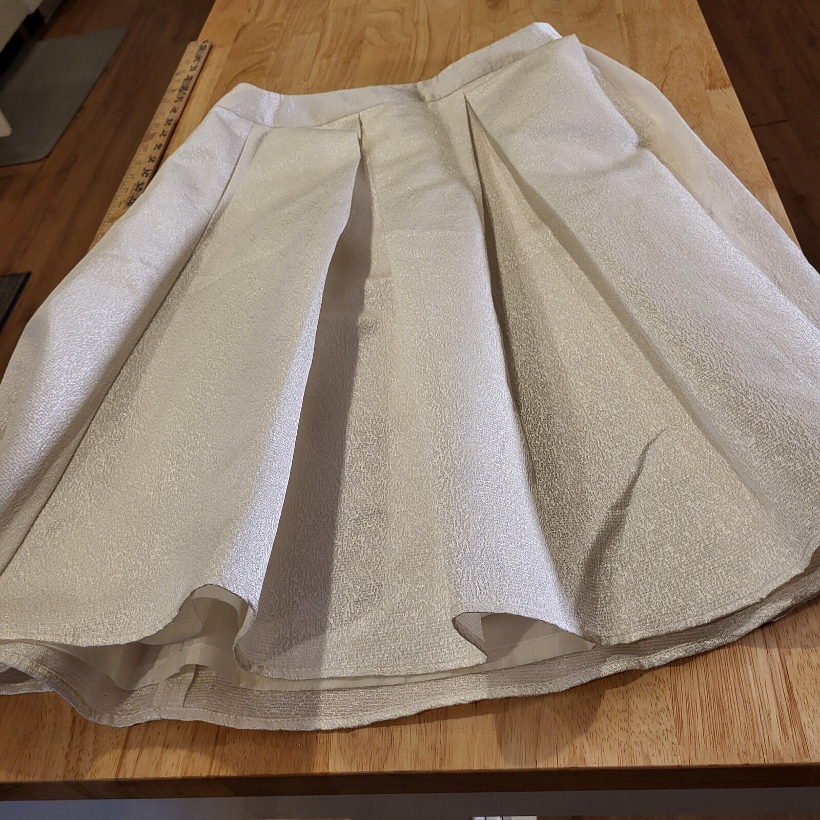 Express size 8 circle skirt White Invisible Zipper Lined 28" Waist 25" Long 
