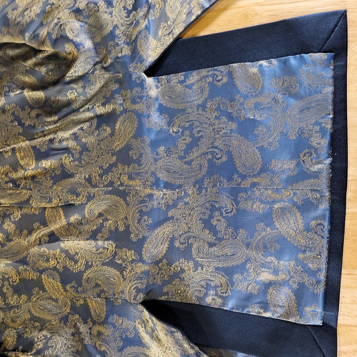 Tazio Italy Tetron Silk Blue Paisley Lined 38L 21" P2P Hand Tailored 