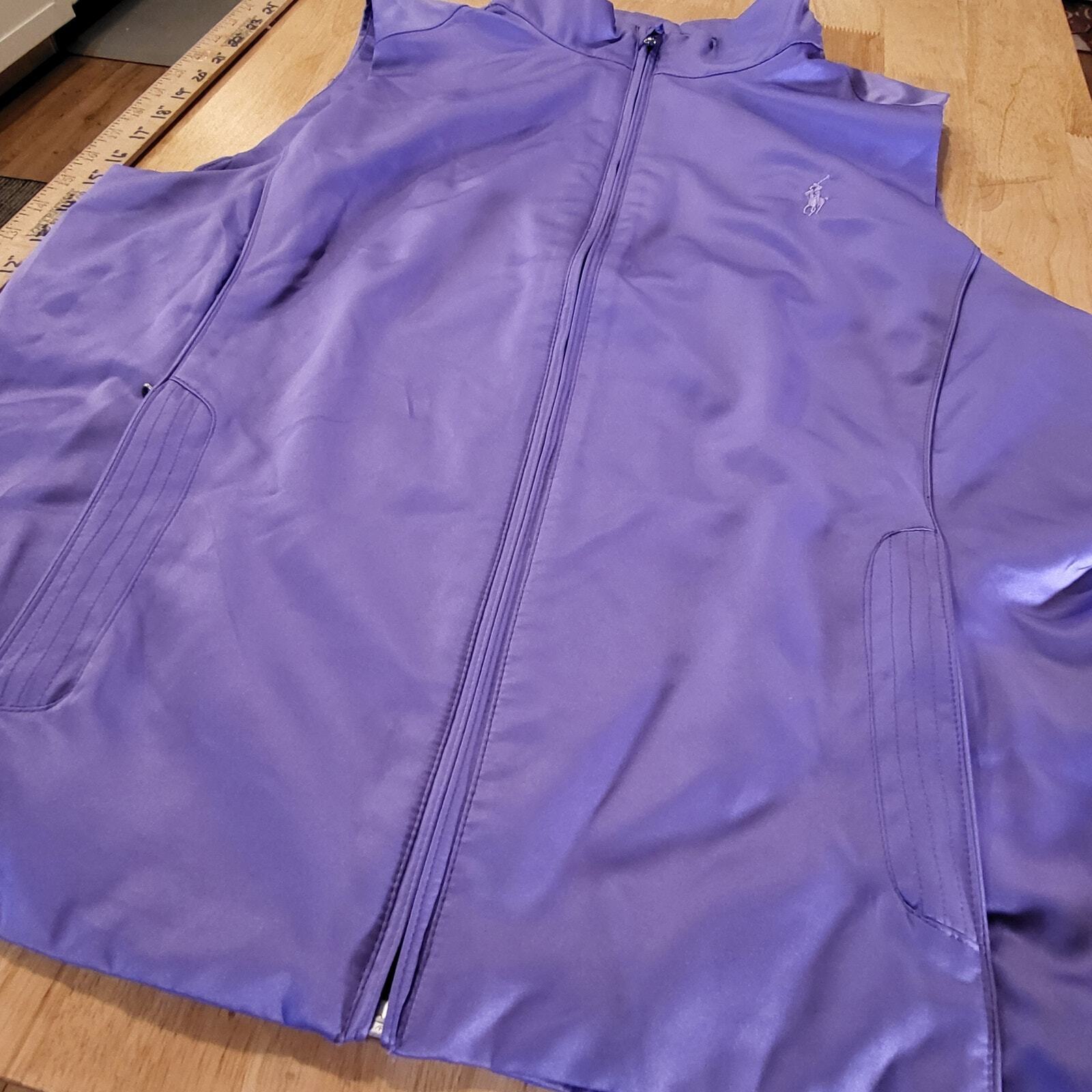 Purple Ralph Lauren Golf Zip Vest XL Pockets Breathable 22" P2P 22" Long