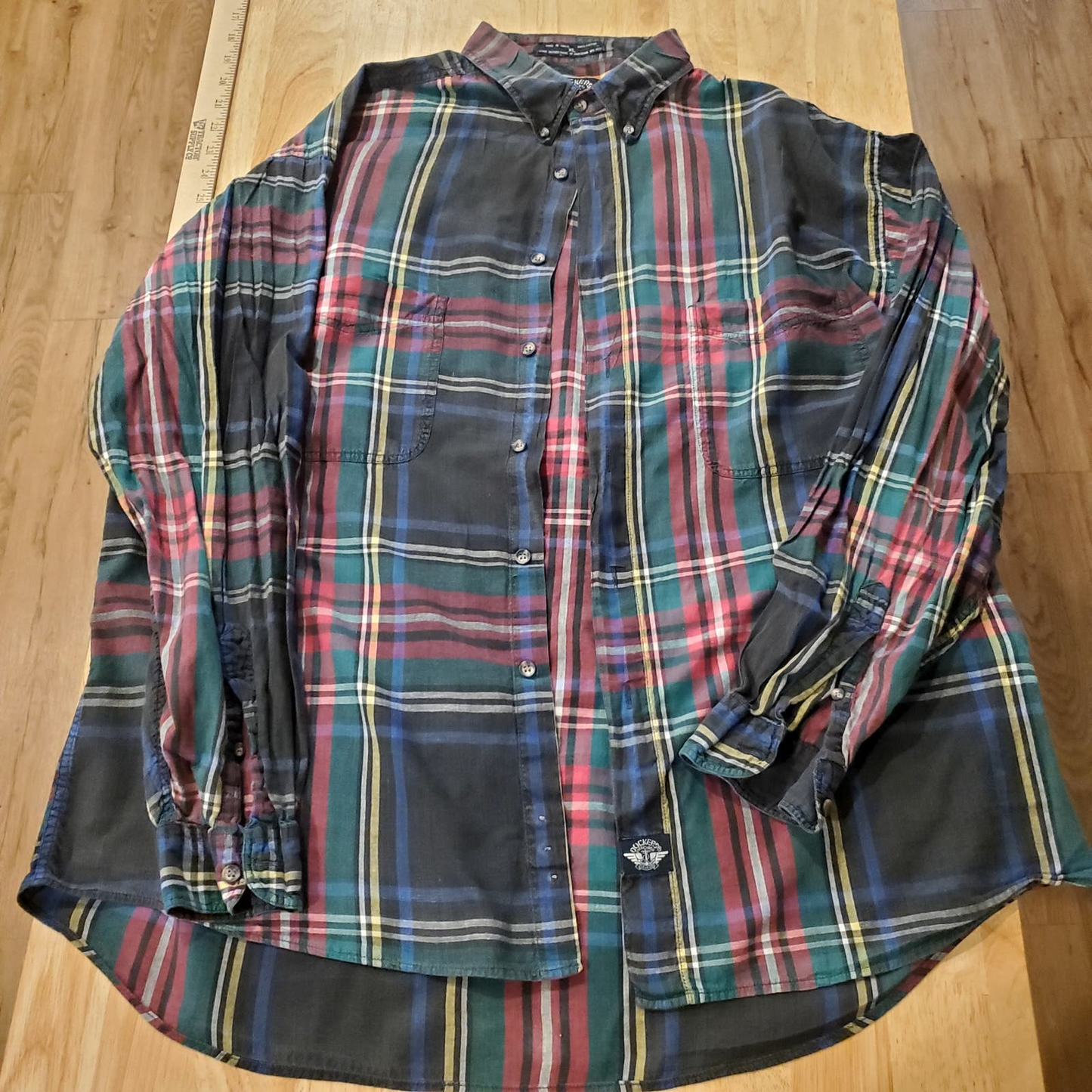 Dockers 100% Cotton XL Plaid Button Down (Small hole on shoulder)