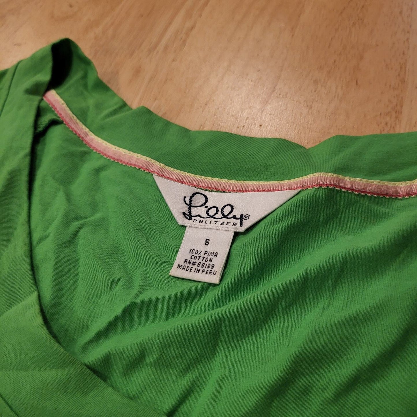 Lilly Pulitzer Green 100% Cotton Boat Neck Basic Green Cap Sleeve T-shirt Small