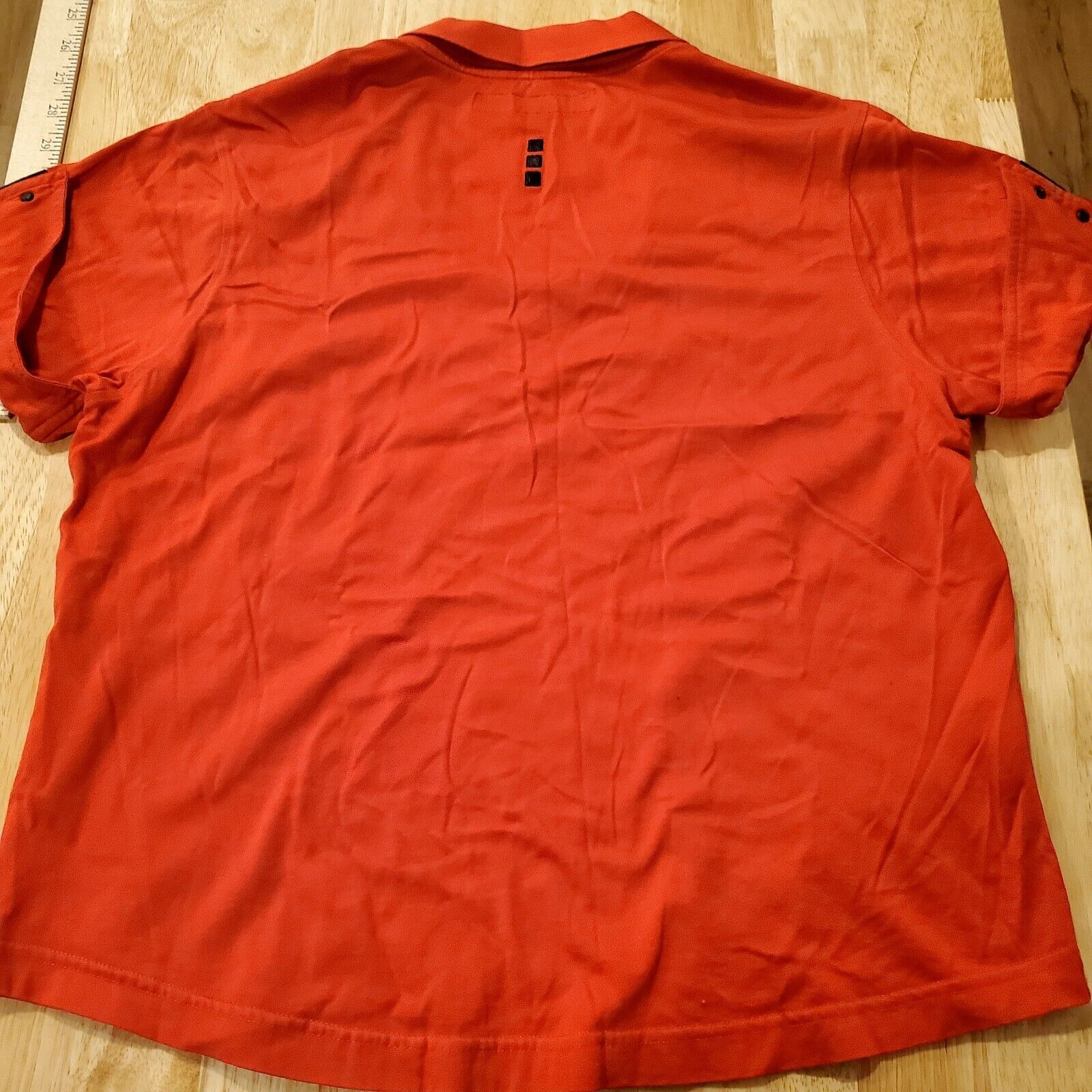 Jamie Sadock Golf Shirt Medium Red Short Sleeve Collar Detail Cuff Embellishment
