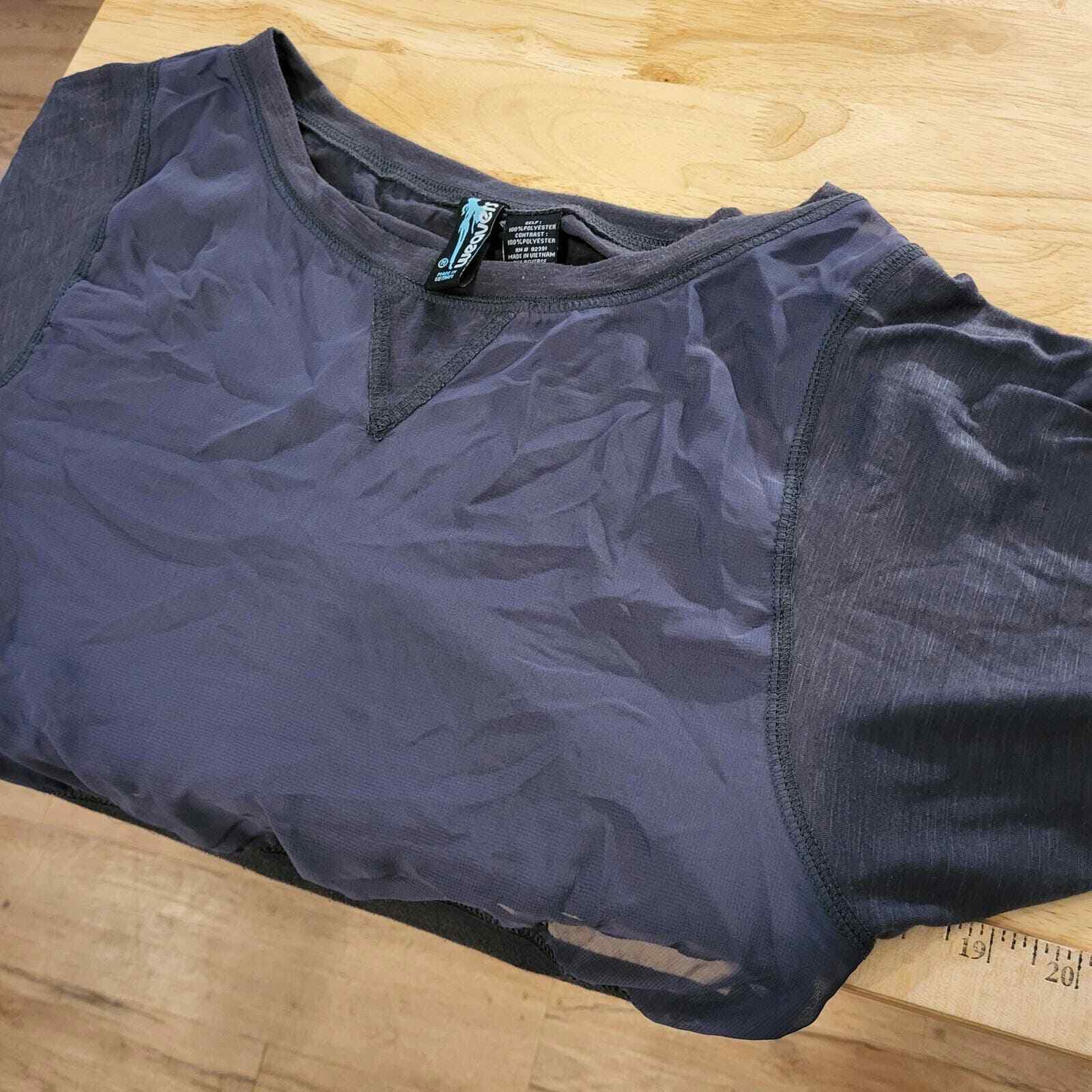Vintage Weavers Two Piece Top Sequin Tank Mesh Transparent Top Gray Small