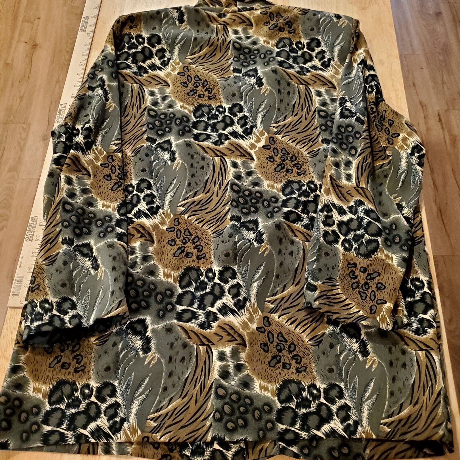 Jonathan Logan Vintage Satin Mixed Animal Print Blazer 80's Glam Rock 24" P2P 