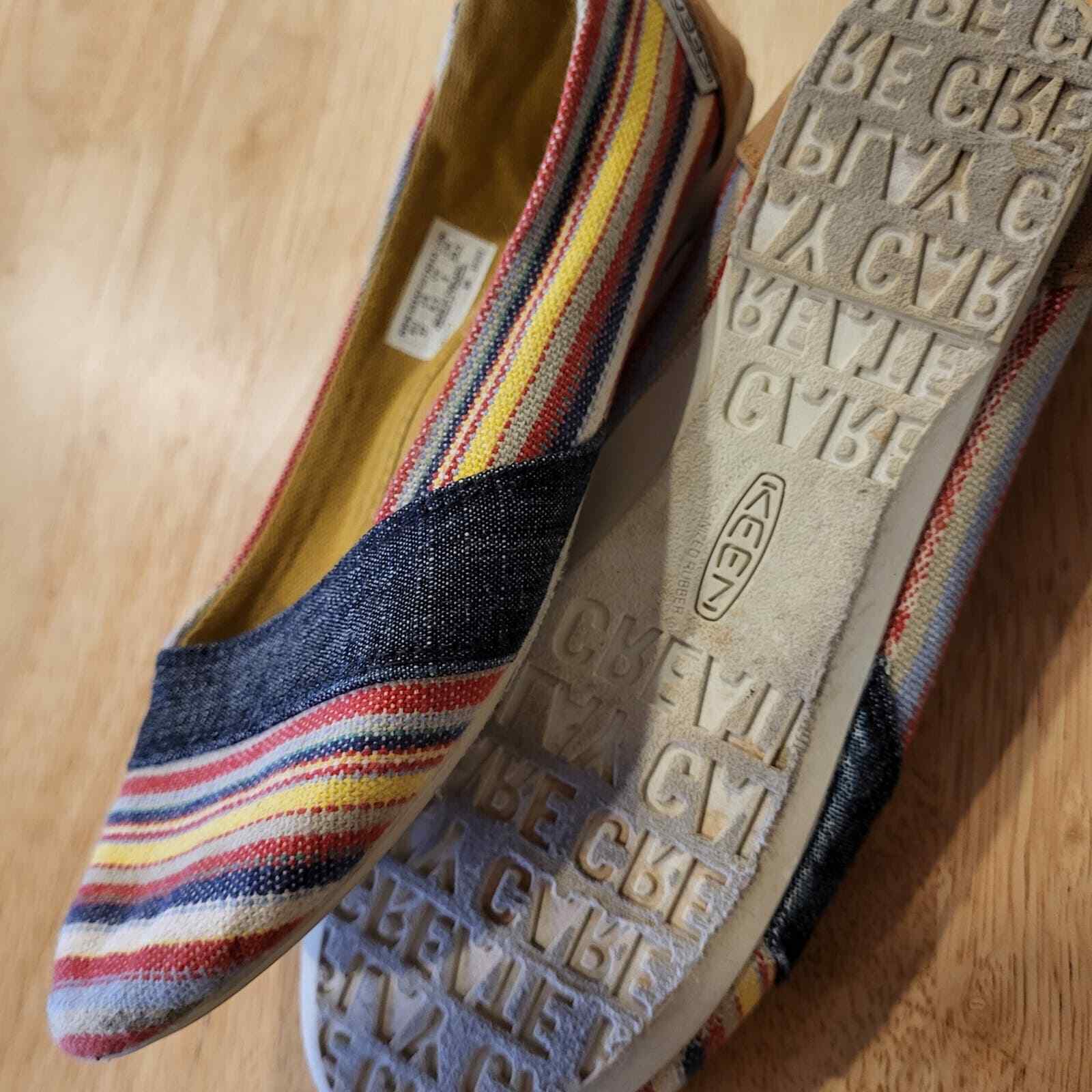 Women's Striped Cortona Keen Canvas Slide On Flats Multicolor 6.5