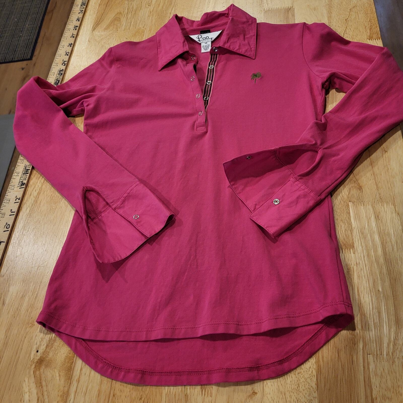 Lilly Pulitzer Pink Long Sleeve Golf Polo contrast detail small