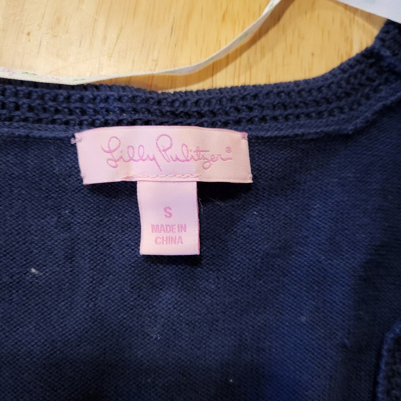 Navy blue small Lilly Pulitzer Bolero sweater 100% Cotton knit 