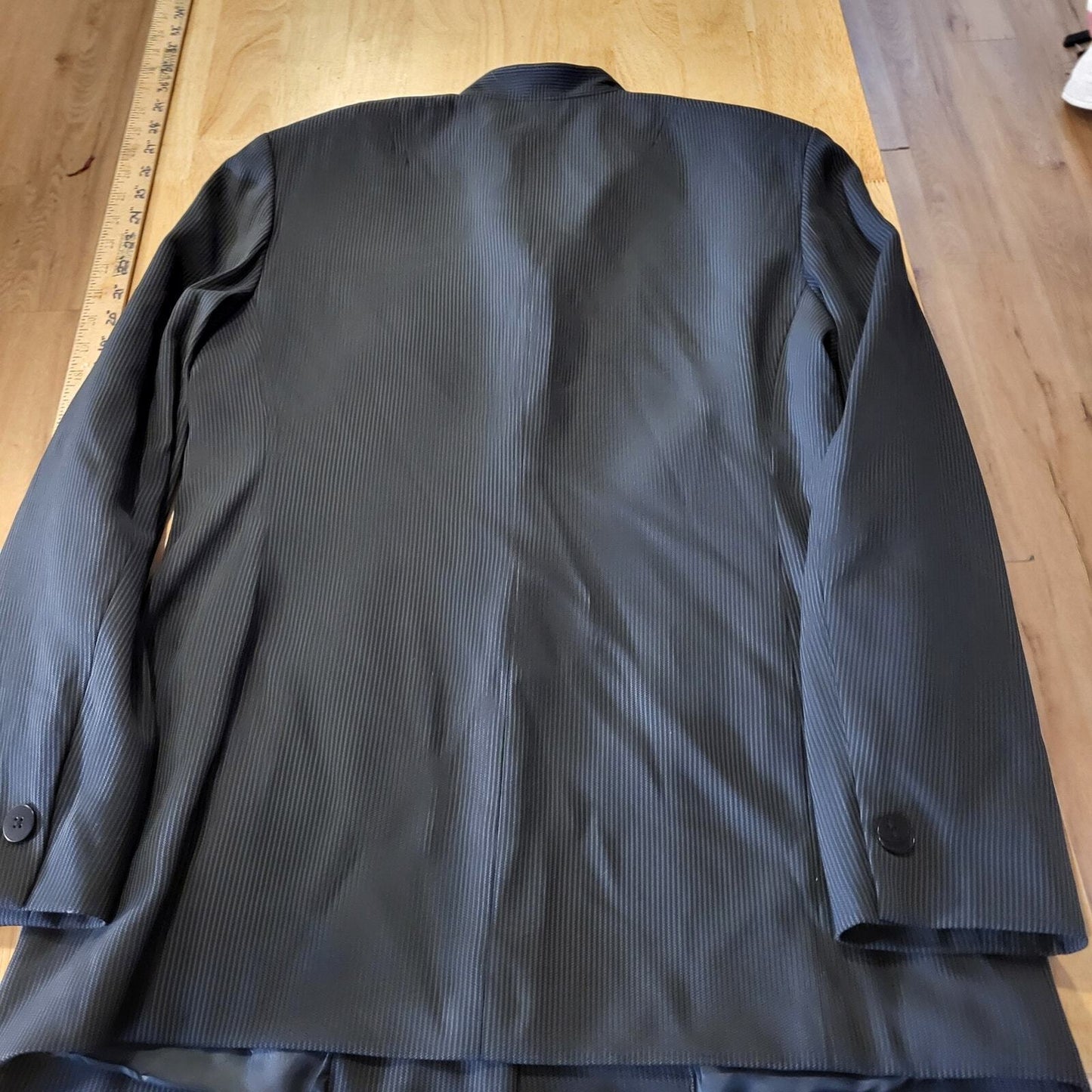 DKNY Donna Karen Wool Mandarin Collar Invisible Button Pinstripe Coat 8