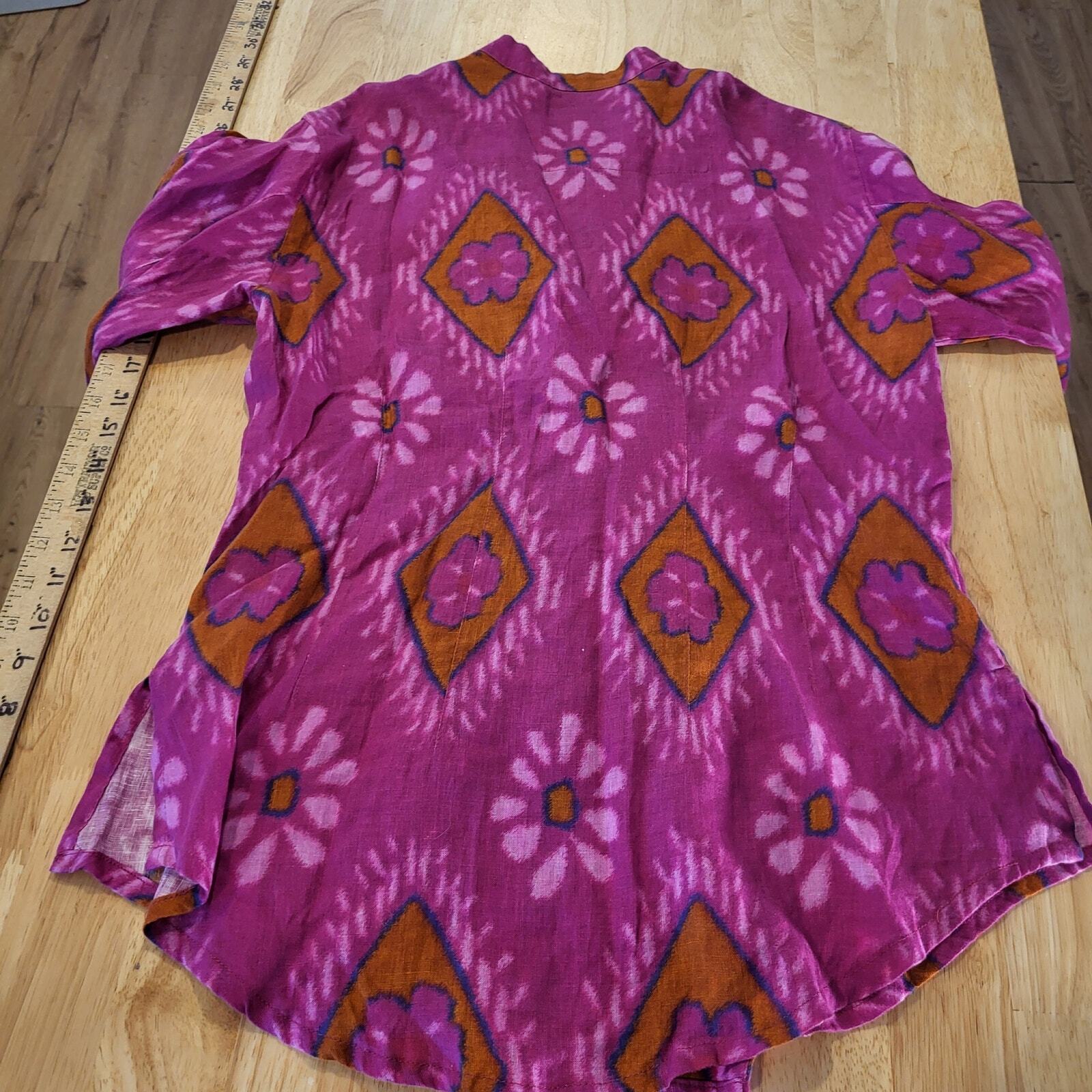 Bitte Kai Rand Batik Dyed Pink Double Breasted Button Blouse 18" Pit 2 PIT Small