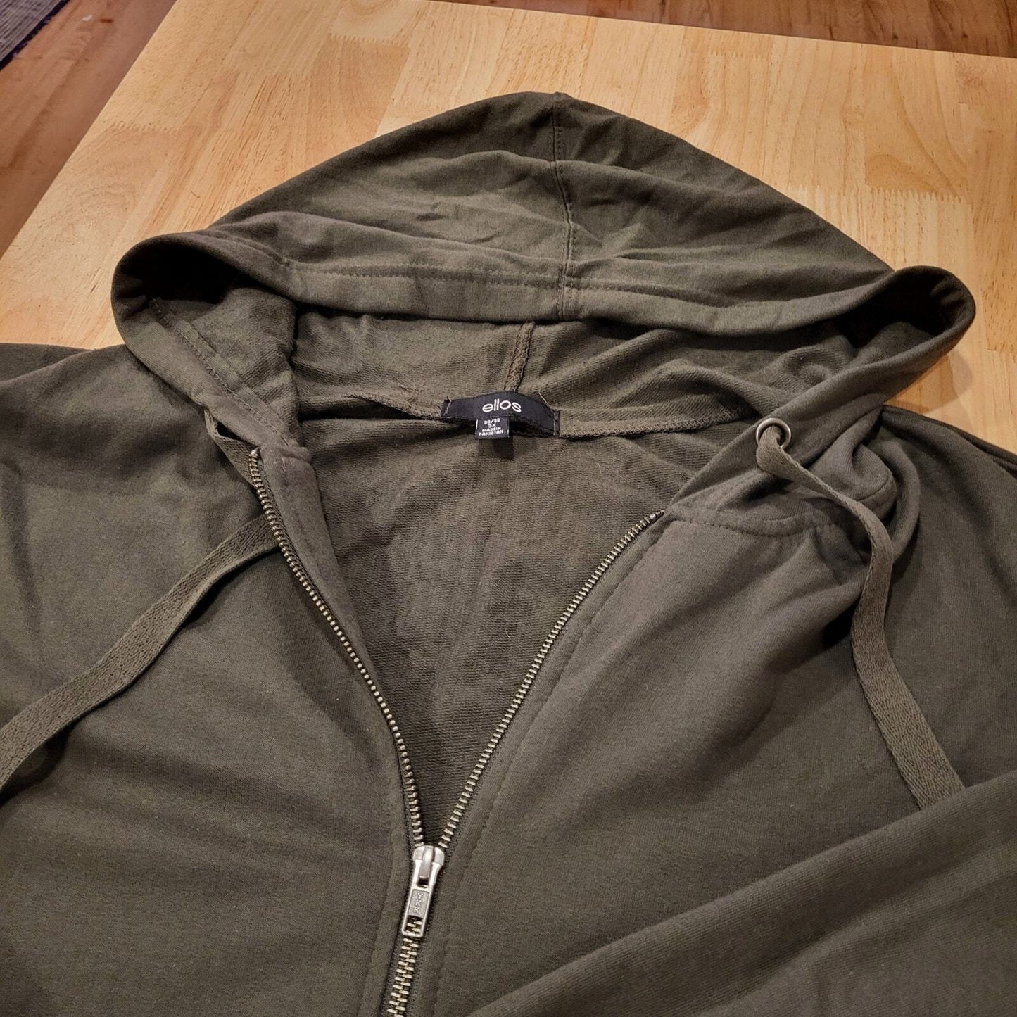 Ellos Hunter Green 3X Long Zip Front Hoodie Super Soft & Stretchy 34" Pit to Pit