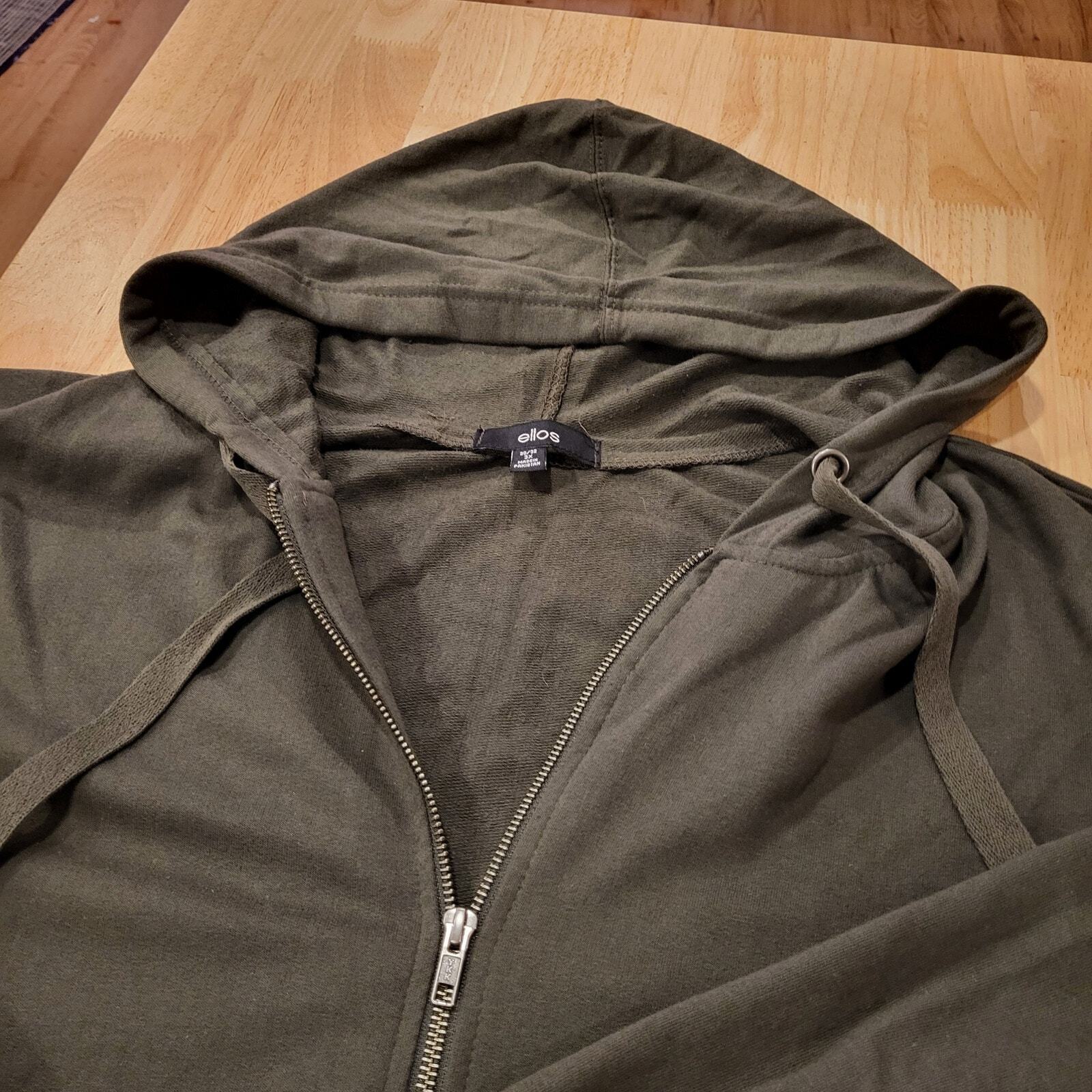 Ellos Hunter Green 3X Long Zip Front Hoodie Super Soft & Stretchy 34" Pit to Pit