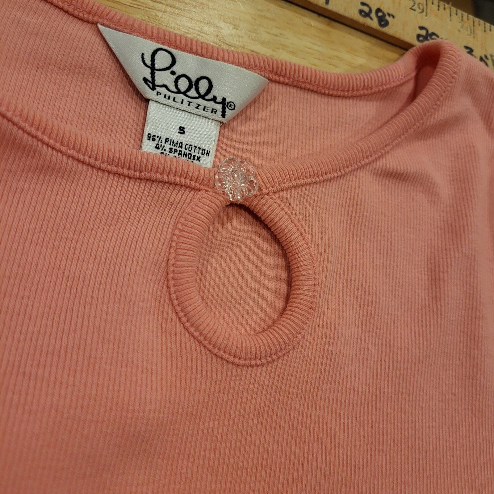 Lilly Pulitzer Lot of Two 3/4 Sleeve Keyhole Tee Shirt Button Detail Small