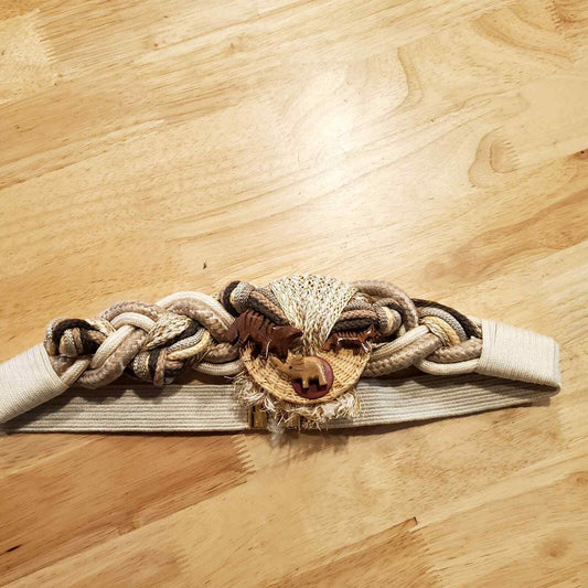 Leather Shop African Safari Wooden Animal Belt Elastic