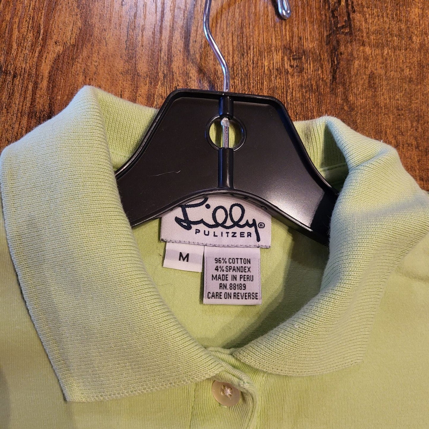 Lilly Pulitzer Lime Green Medium Golf Polo Collared Button 18" P2P