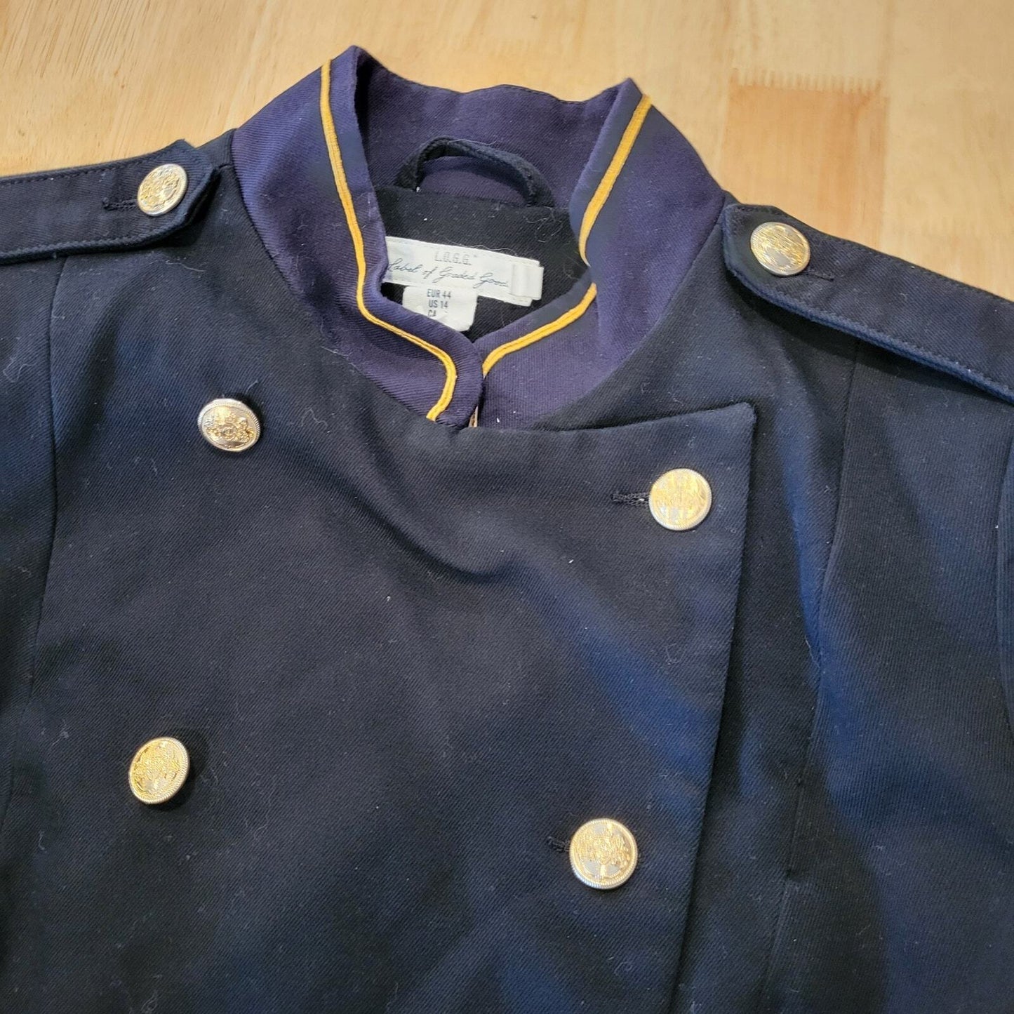 H&M Nay Military Jacket Gold Buttons Cototn 19" Pit 2 Pit