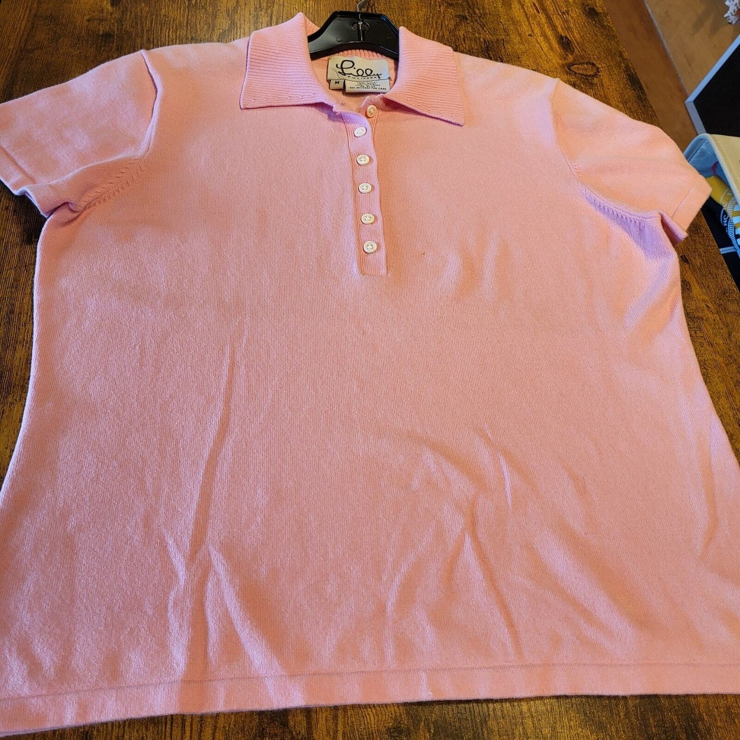Lilly Pulitzer Pink Cotton Golf Polo Size Medium Collared Stretch Button 19" P2P