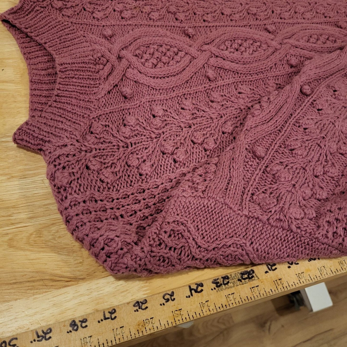 Express Tricot Vintage 90's Chunky Handknit Pink Sweater Ramie Cotton Large