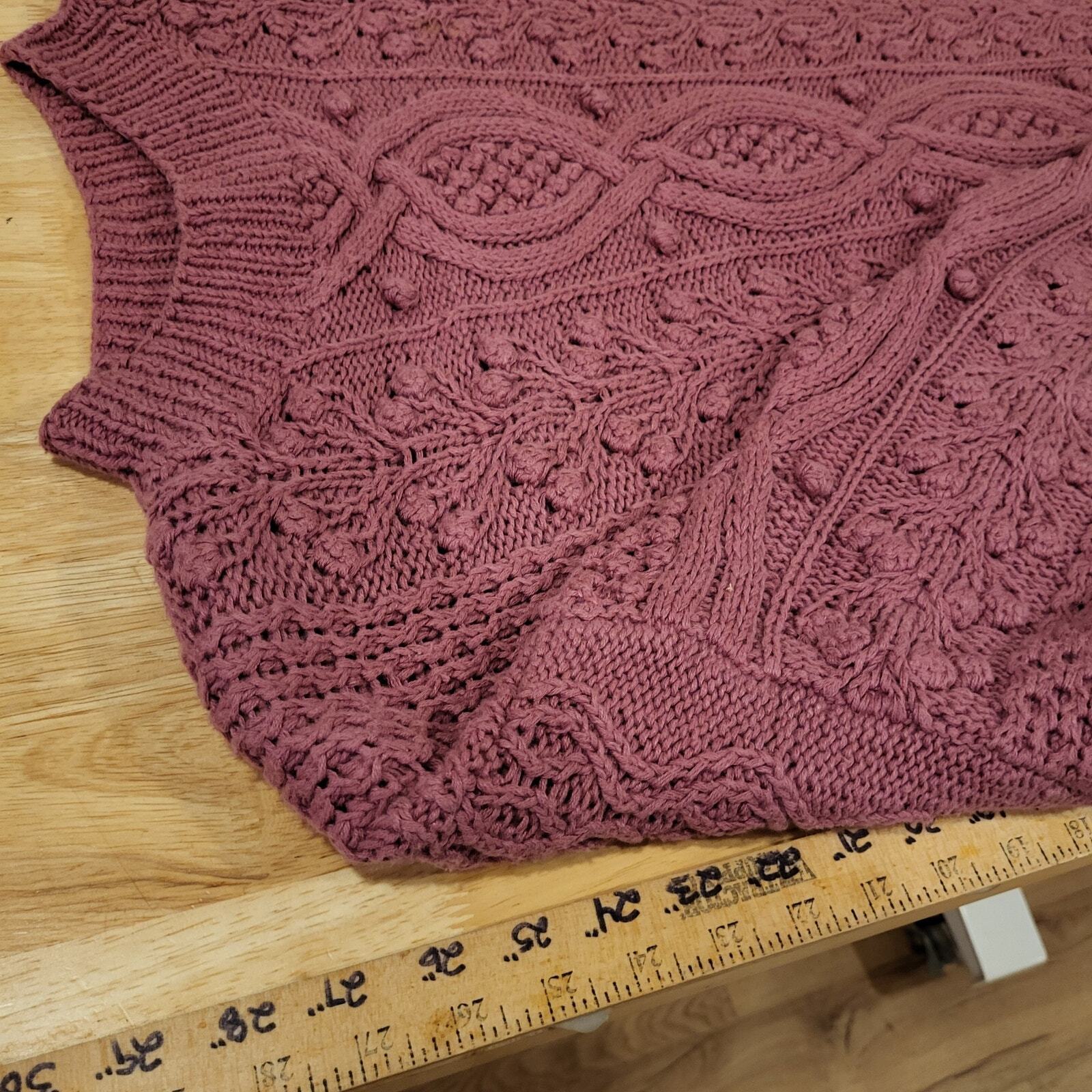 Express Tricot Vintage 90's Chunky Handknit Pink Sweater Ramie Cotton Large