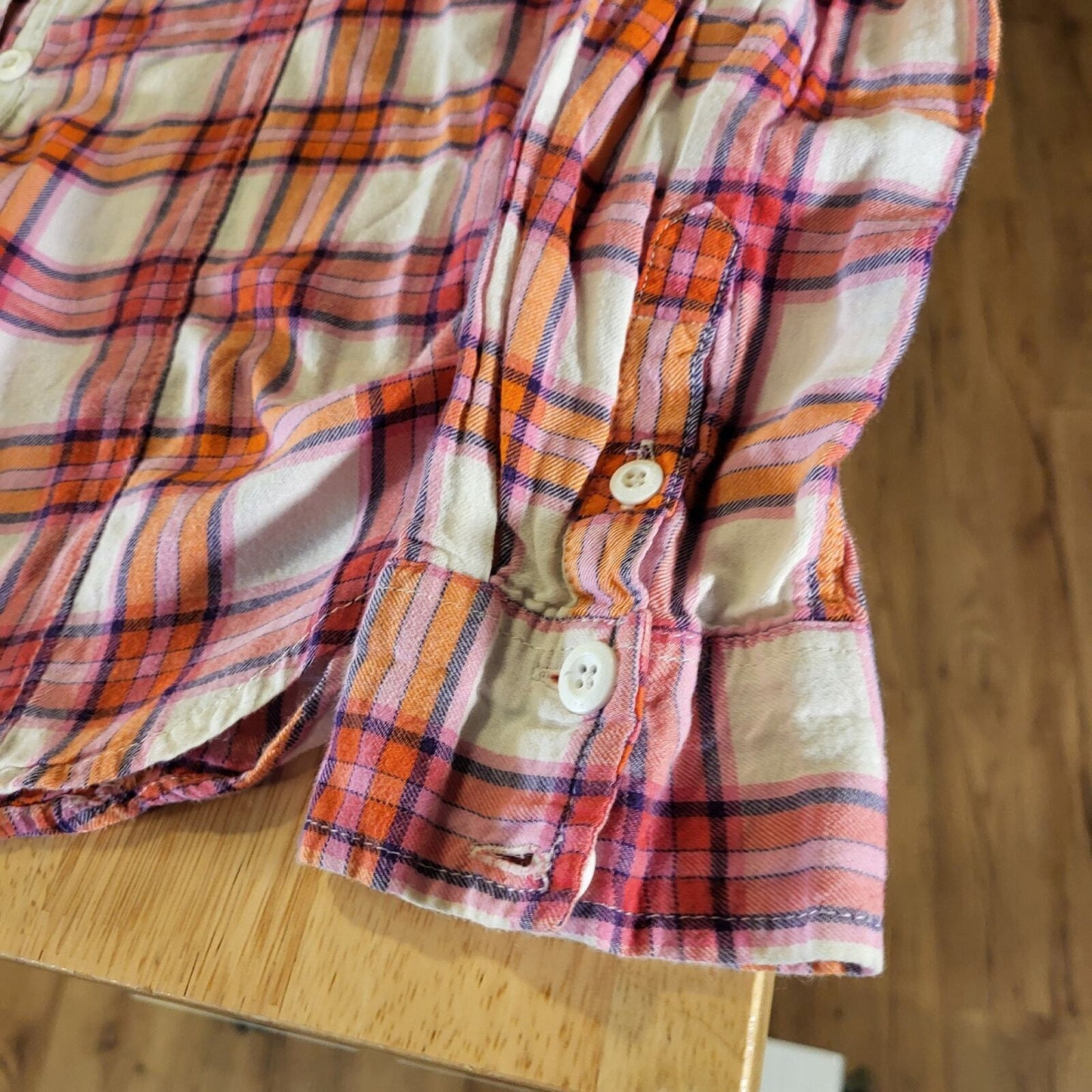 Aeropostale Pink Plaid Flannel Button Down Collared Shirt XL 20" P2P 