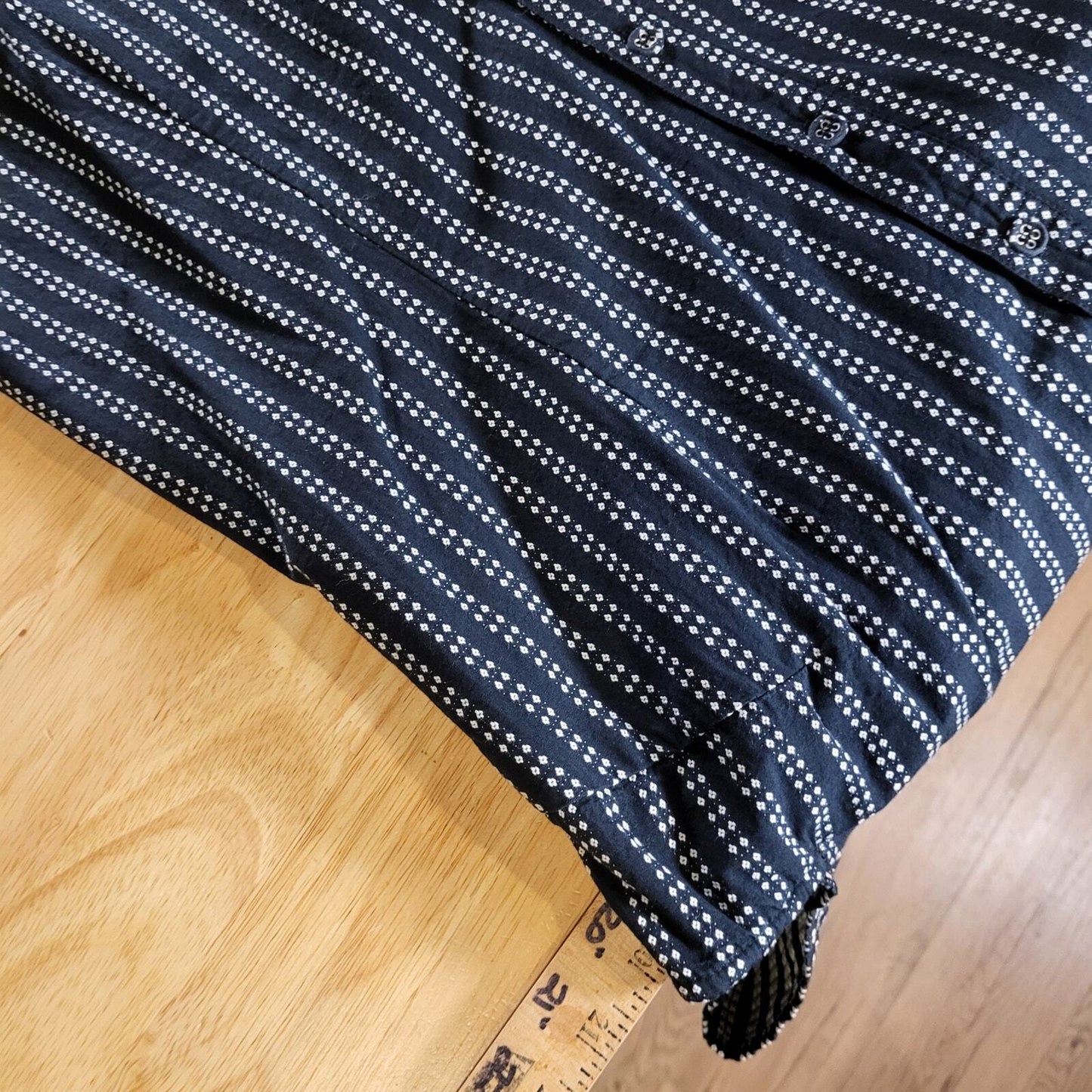 Charter Club Blue Striped Dot Button Shirt Dress Cap Sleeve Mandarin Collar 14