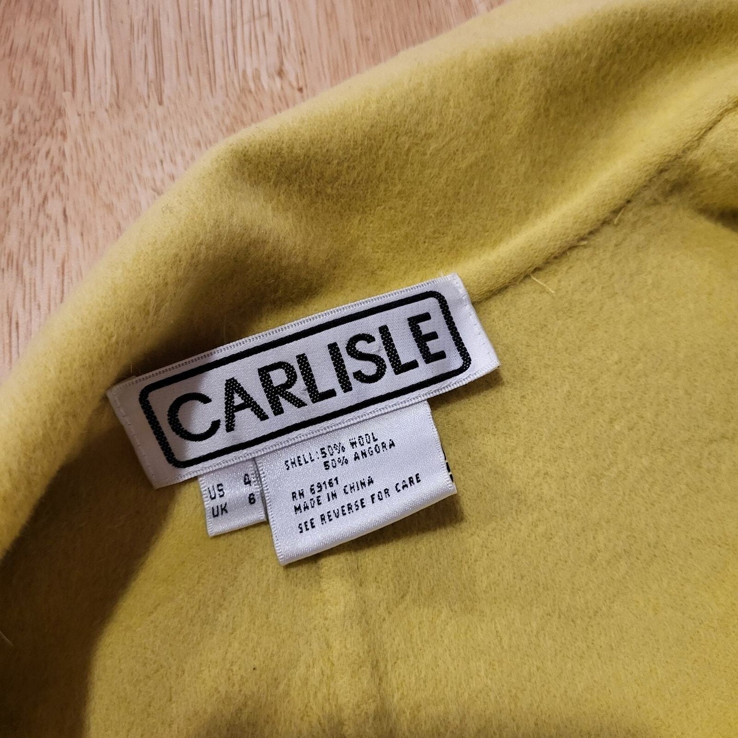 Carlisle Chartreuse Green 50% Wool 50% Angora Soft Size 4 Coat