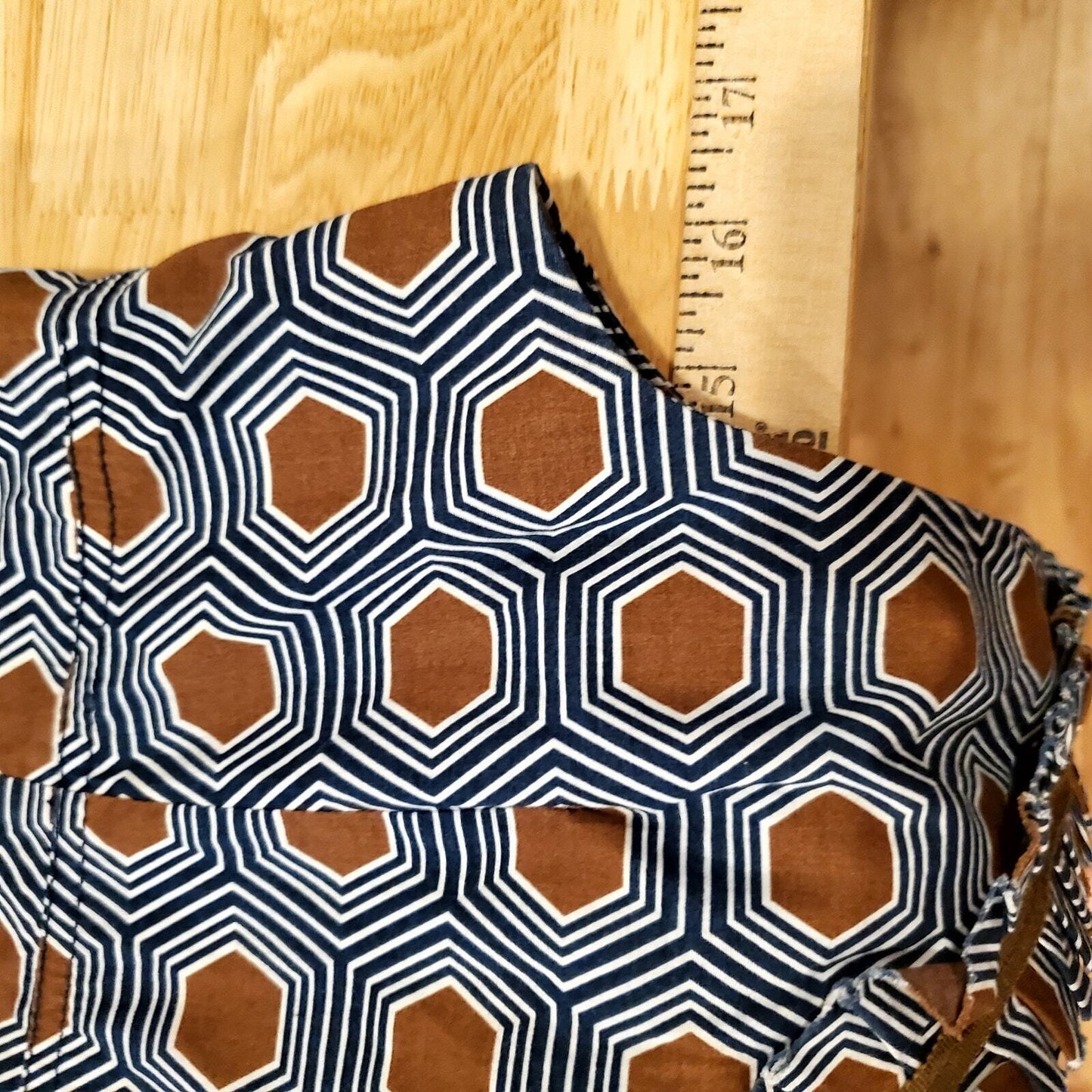 Geometric Tory Burch Sleeveless Blouse Cotton Pleated detail Blue brown