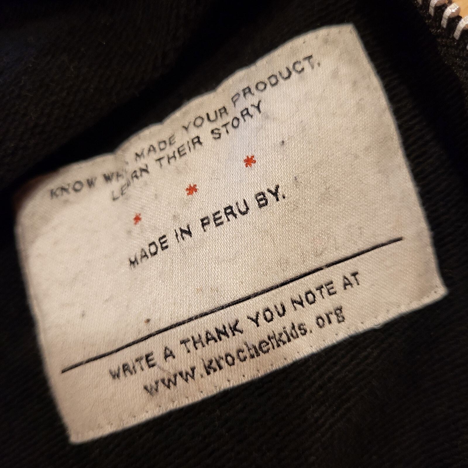 KK International Perú Sweatshirt Zipper Detail Medium Black Screen Printed 