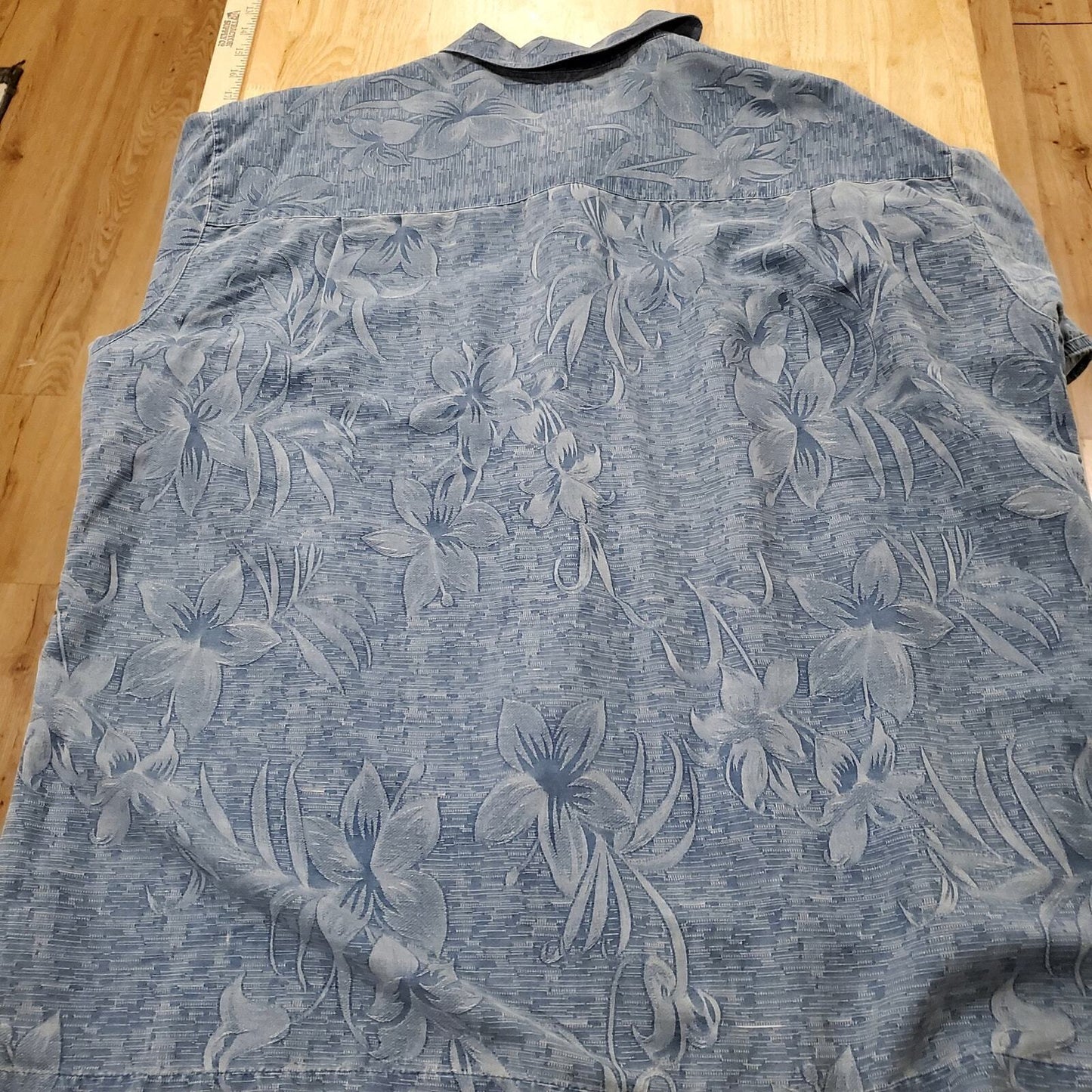 Blue Washable Silk Hawaiian Button Down XL Island Shores