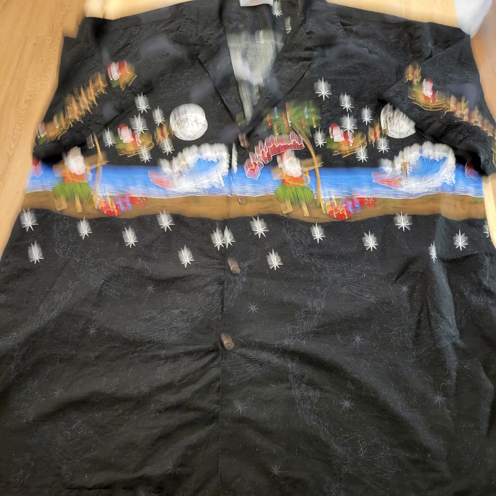 Pacific Legend Made in Hawaii Usa Christmas Santa Short Sleeve Button Down