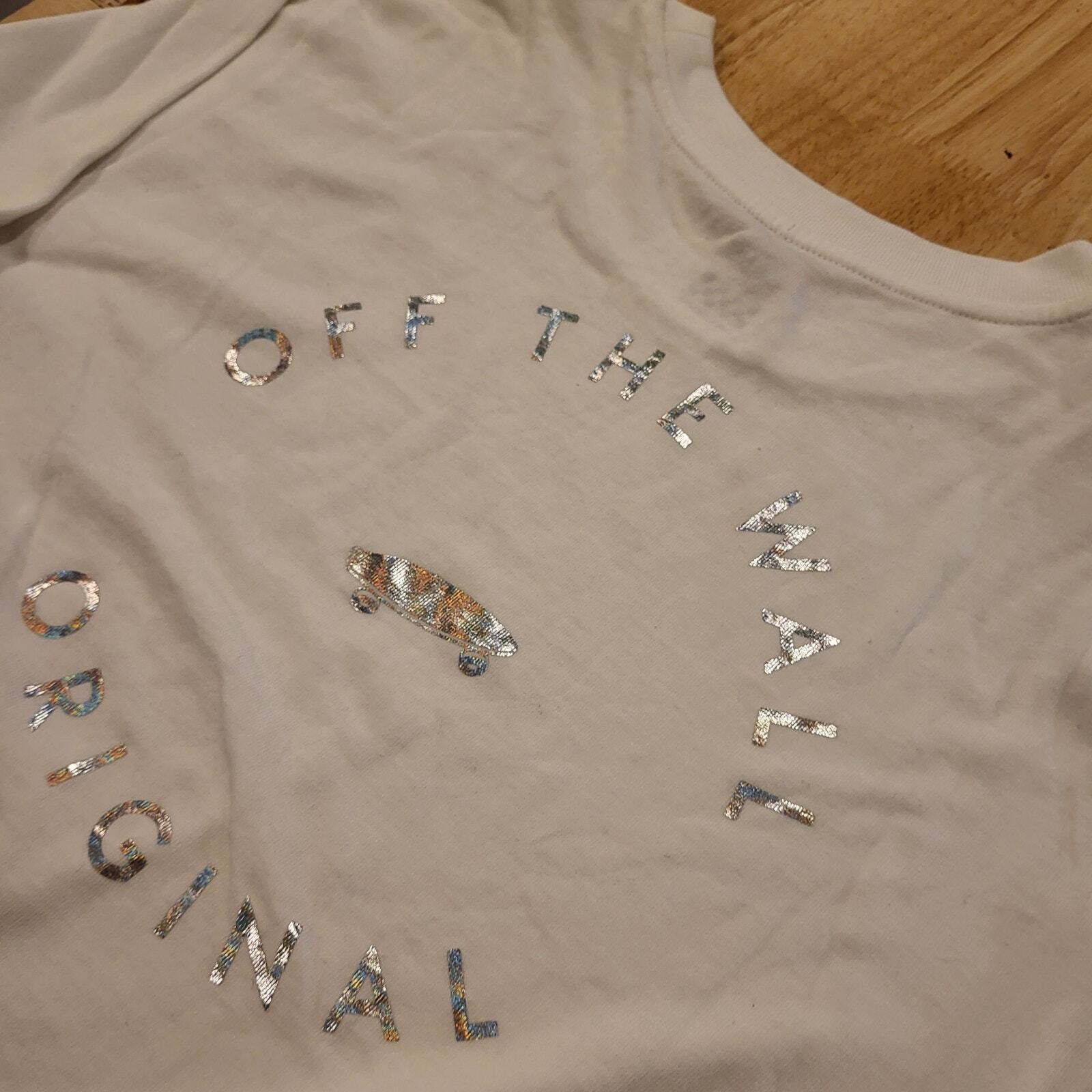 White long sleeve vans Tshirt holographic Print X Large 