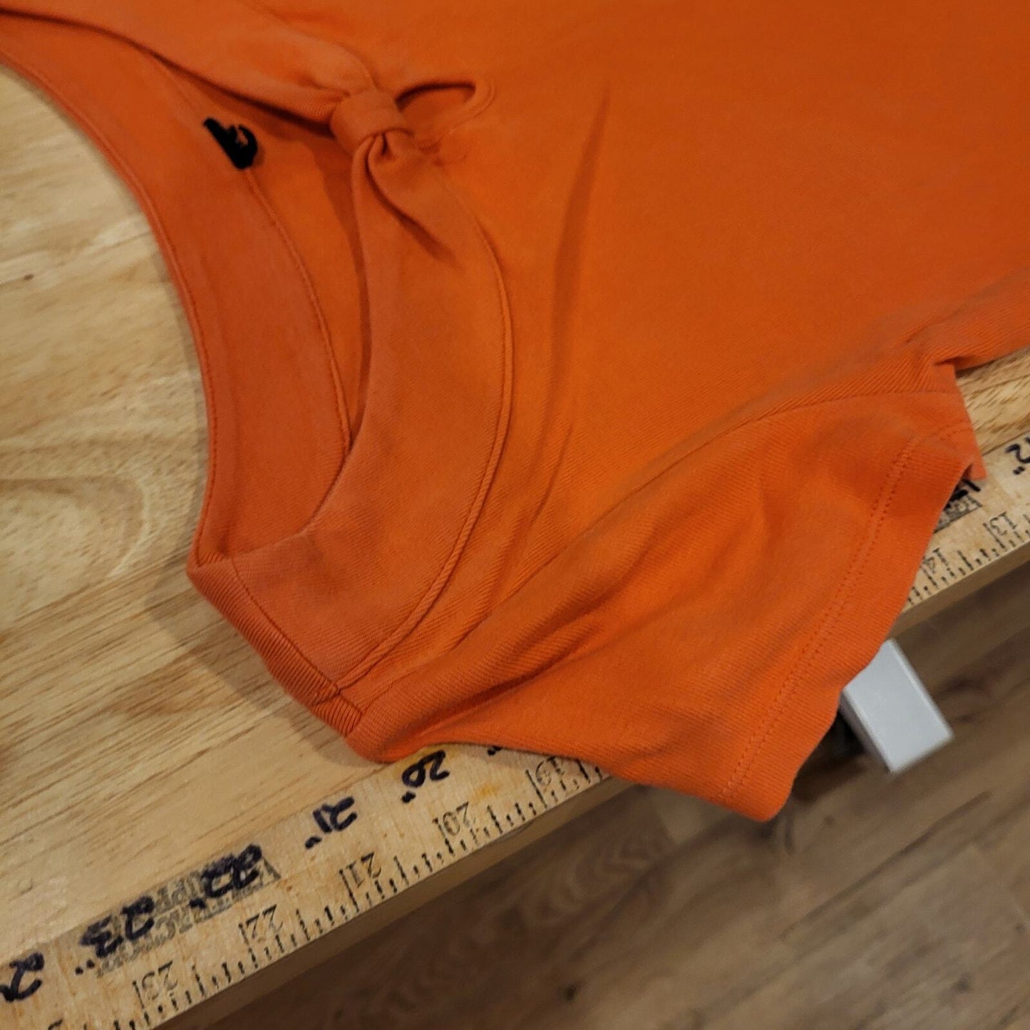 Orange Cotton Knit Cap Sleeve Boat Neck Bow t-shirt medium