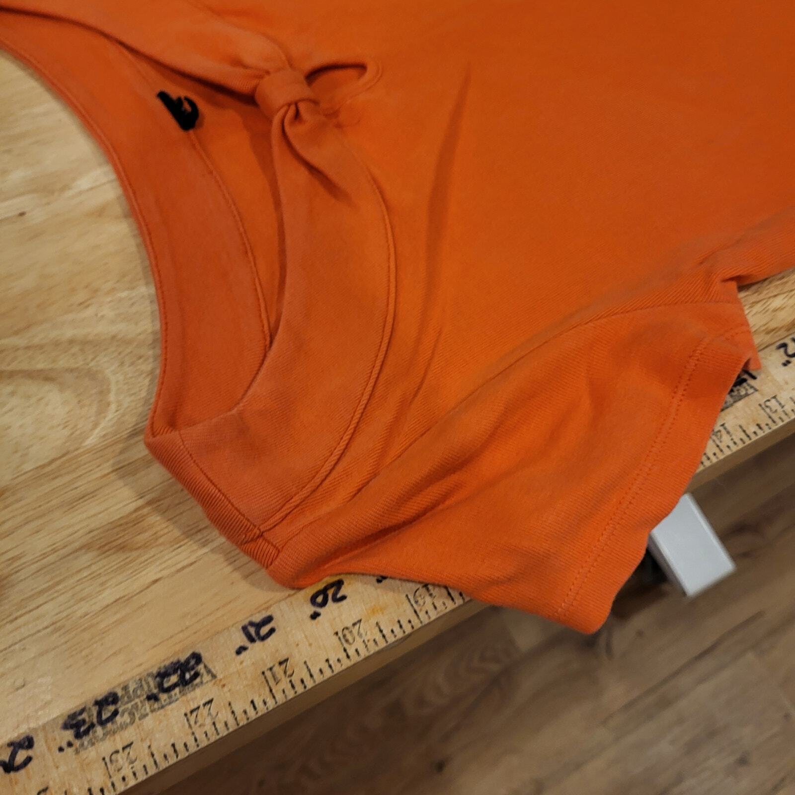 Orange Cotton Knit Cap Sleeve Boat Neck Bow t-shirt medium