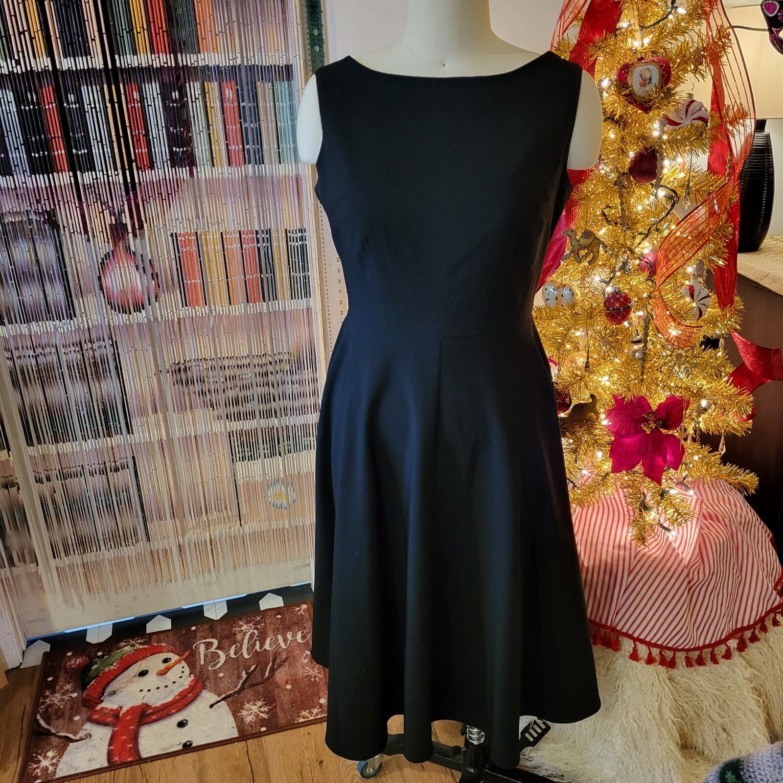 Black Betty Paige BY Tatiana Dress Winged Back Detail Viscose Blend XS 45" Long