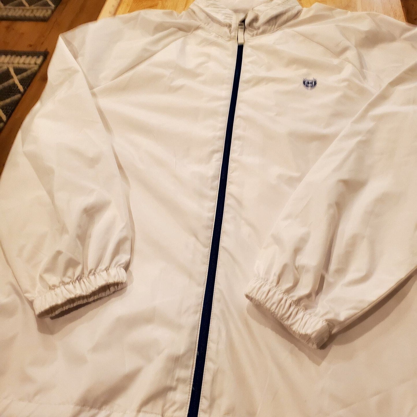 Chaps Sports Full Zip White Hidden Hood Wind Breaker XXL