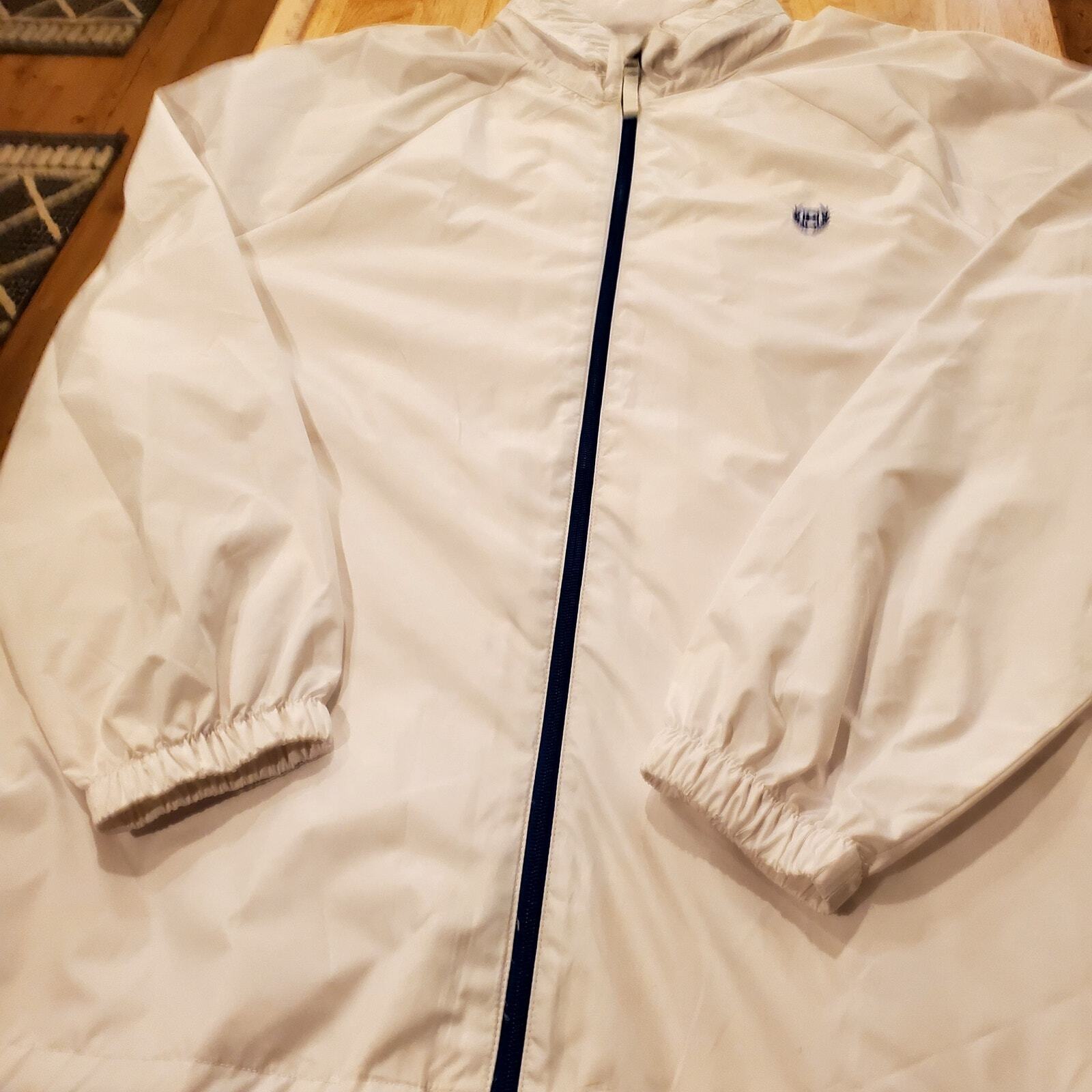 Chaps Sports Full Zip White Hidden Hood Wind Breaker XXL