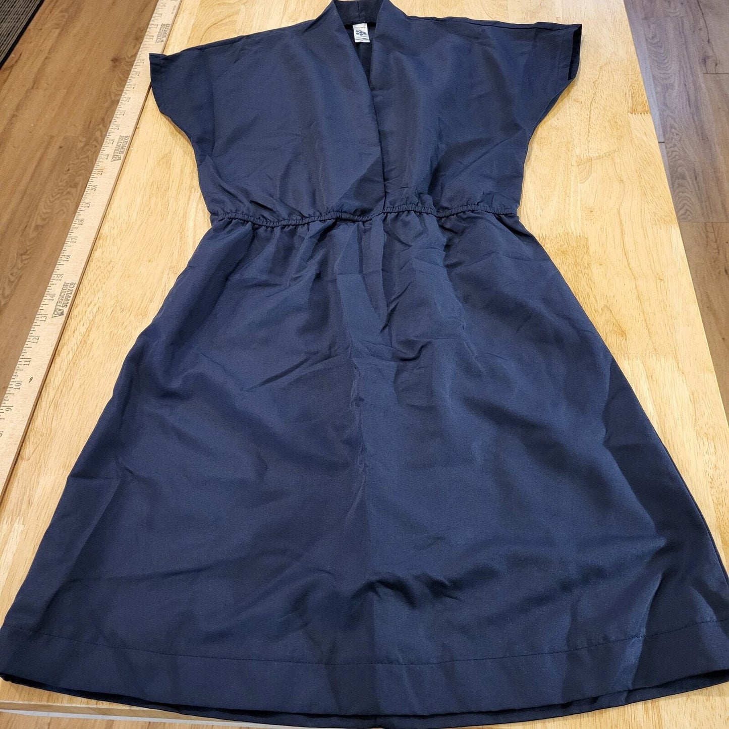 American Apparel Navy Blue XS Classic Girl Dress Cap Sleeve V Neck Mini