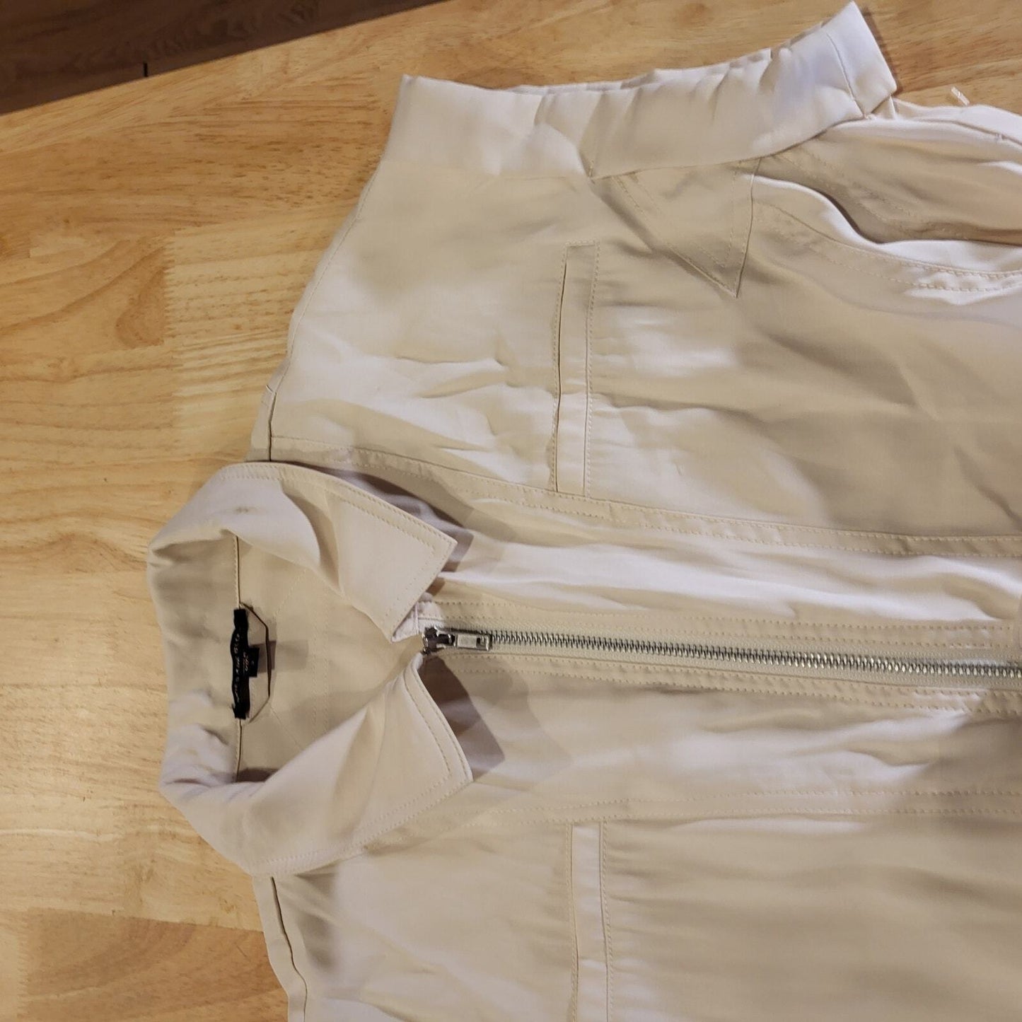 Skies Are Blue Beige Sleeveless Collared Button Up Jumpsuit Small 26" Rise 17" W