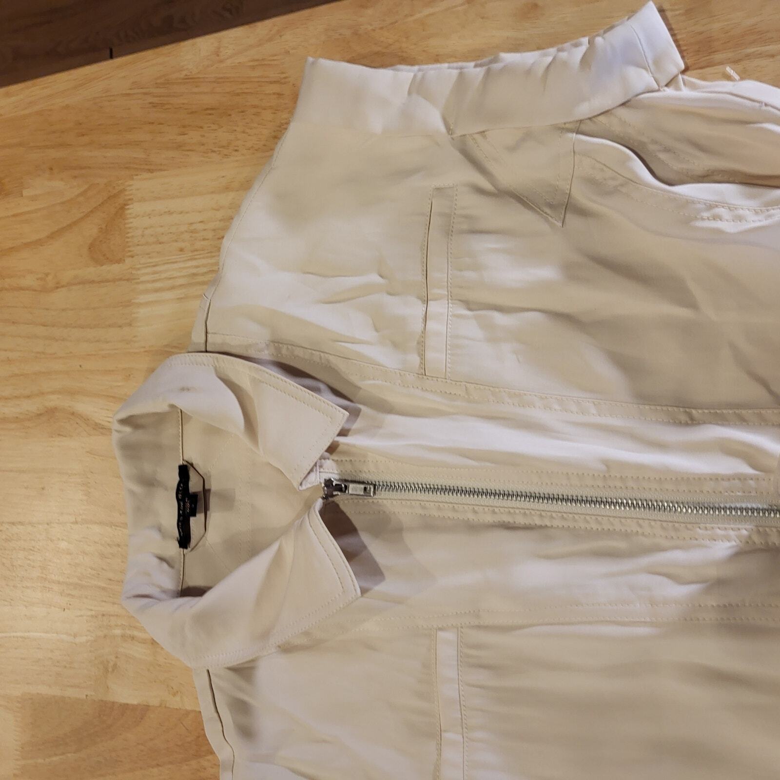 Skies Are Blue Beige Sleeveless Collared Button Up Jumpsuit Small 26" Rise 17" W