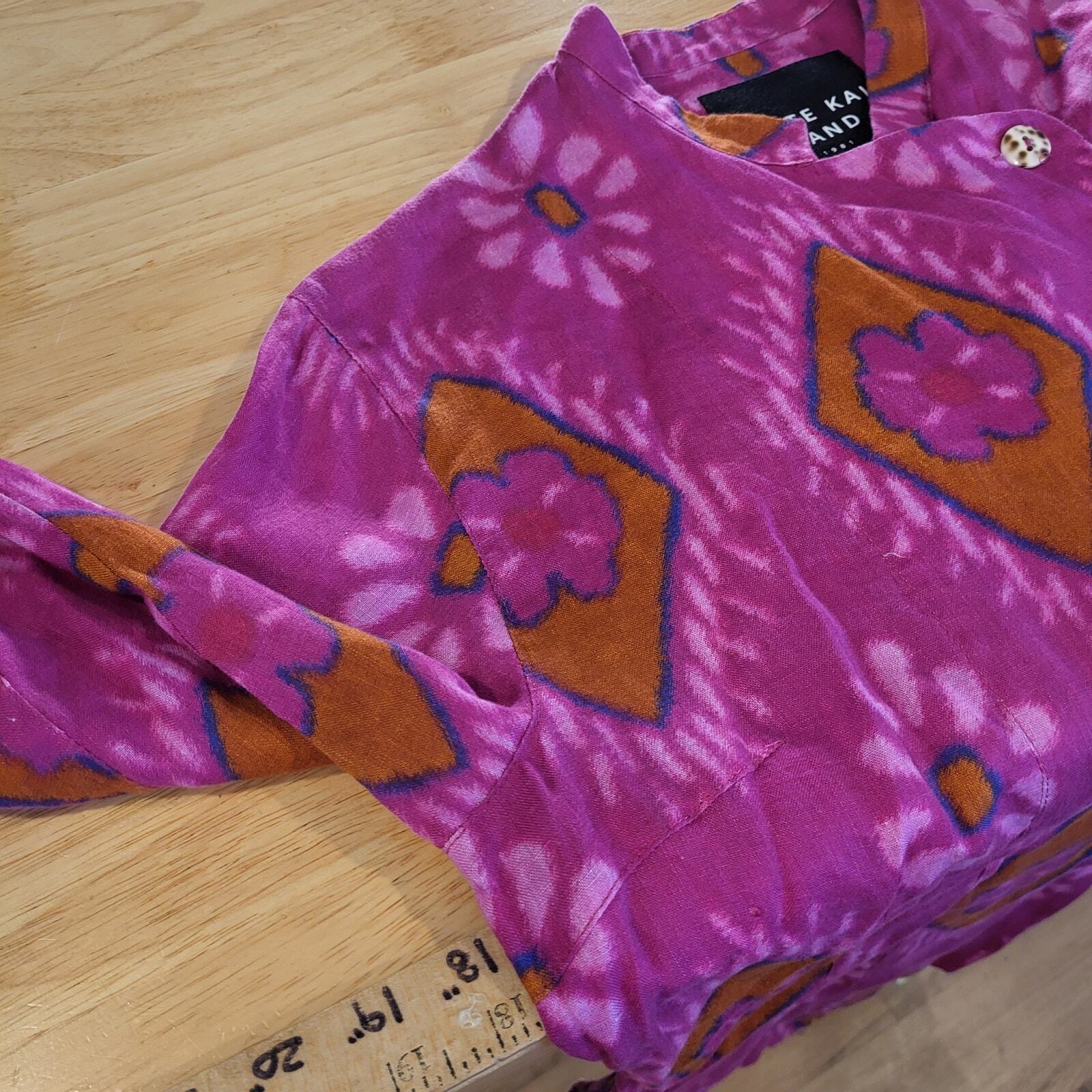 Bitte Kai Rand Batik Dyed Pink Double Breasted Button Blouse 18" Pit 2 PIT Small