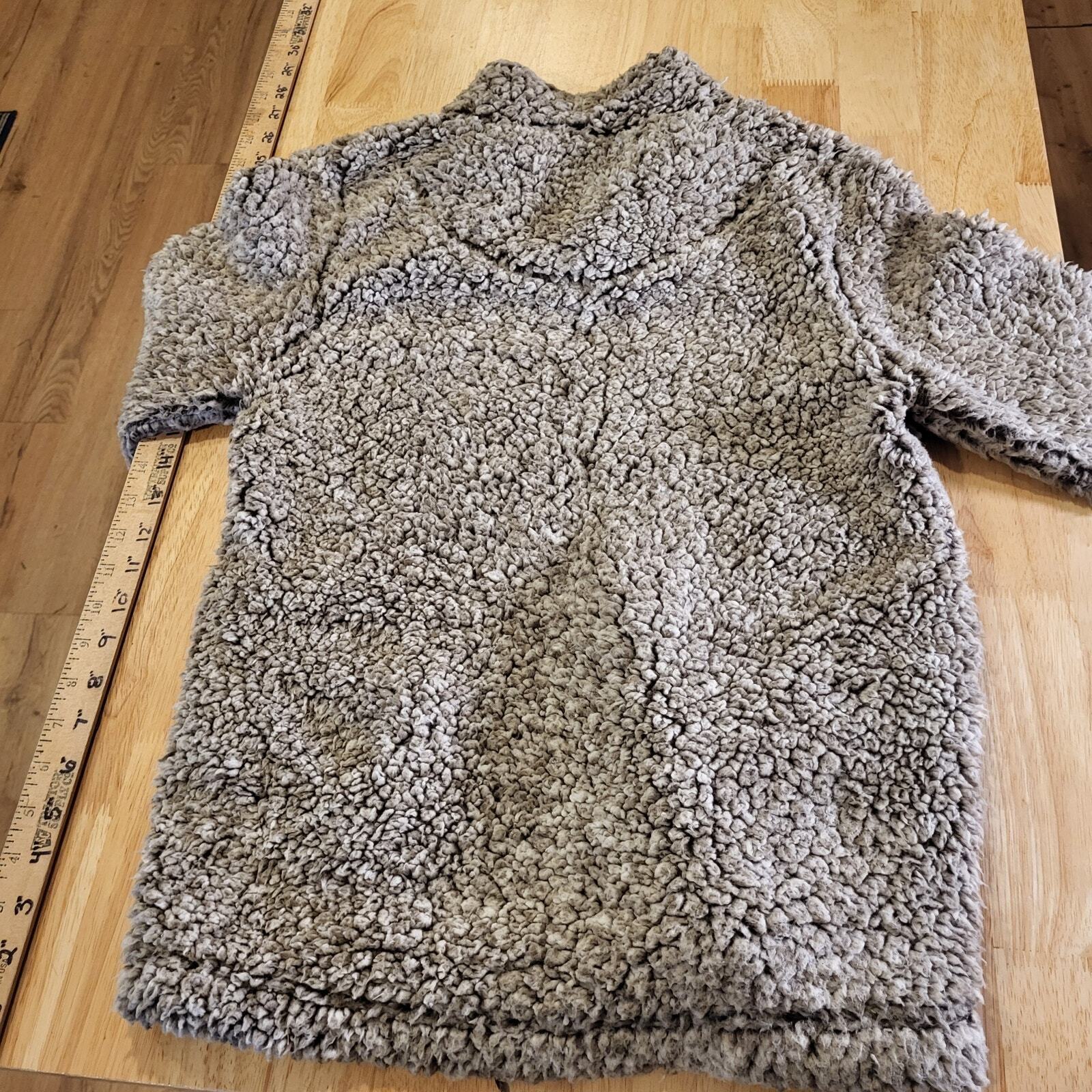 Class Club Fuzzy Soft Fleece 1/4 Zip Pullover Sweater 14/16 Kids Beige 18" p2p