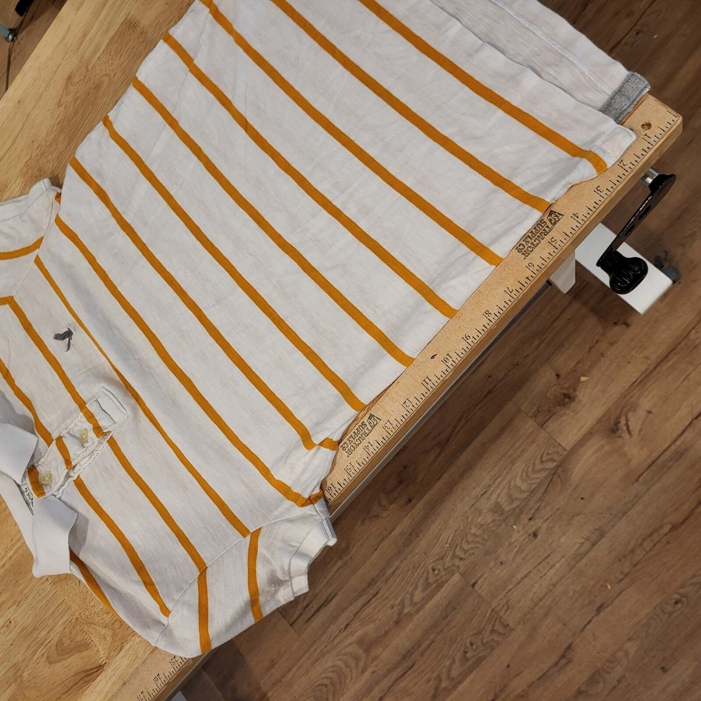 American Eagle Outfitters XS Polo Orange Striped White Collared Short Sleeve