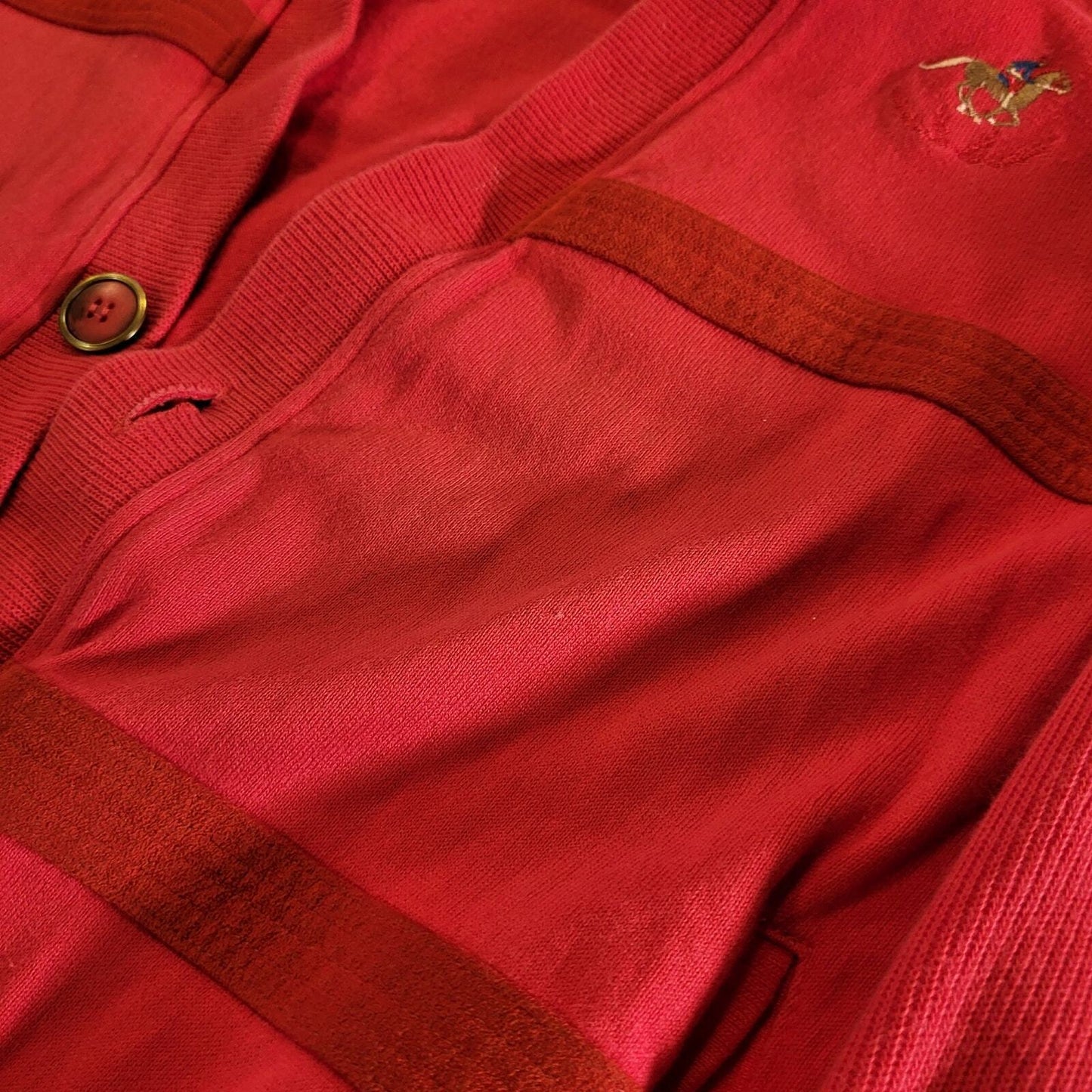 Vintage Nanso Soft Choice Red Cardigan Sweatshirt knit preppy Equestrian mod